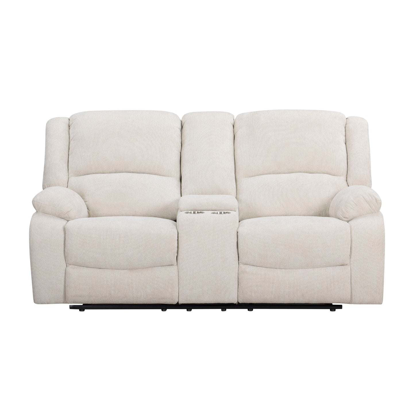 Roundhill Furniture Blitz Transitional Manual Reclining Loveseat, with Cup holders