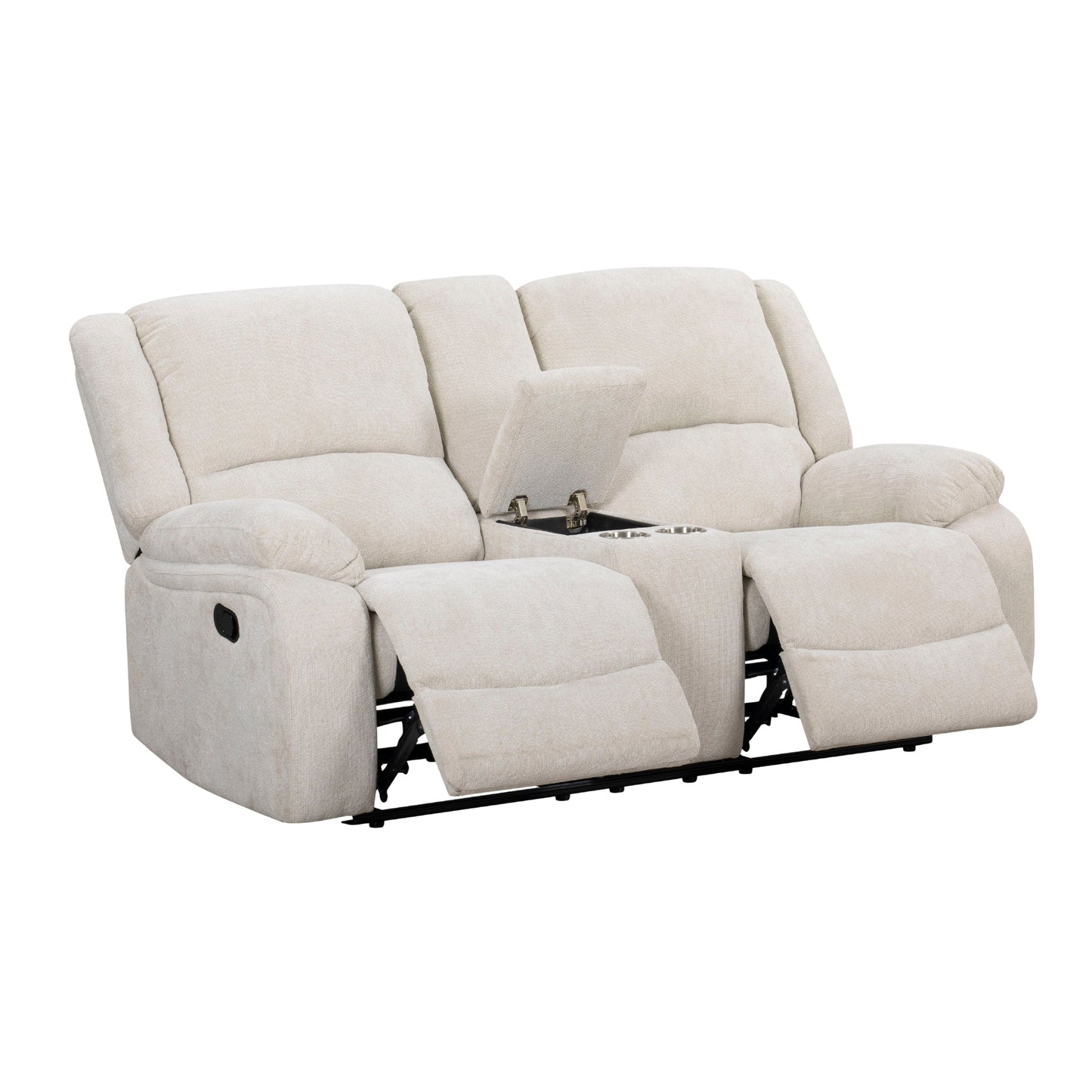Roundhill Furniture Blitz Transitional Manual Reclining Loveseat, with Cup holders