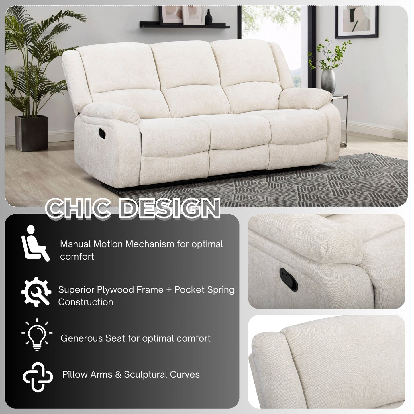 Roundhill Furniture Blitz Transitional Living Room Reclining Collection