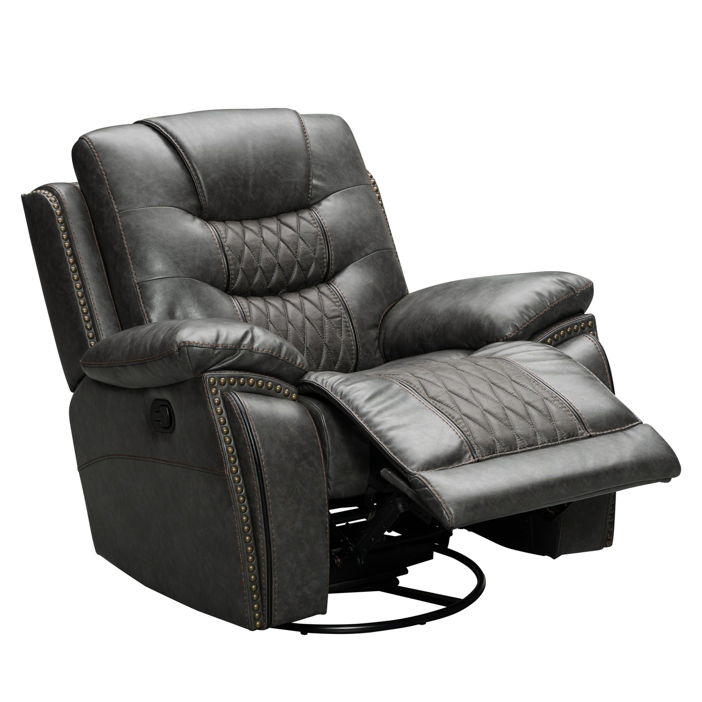 Kovel Faux Leather Recliner in Outlaw Steel