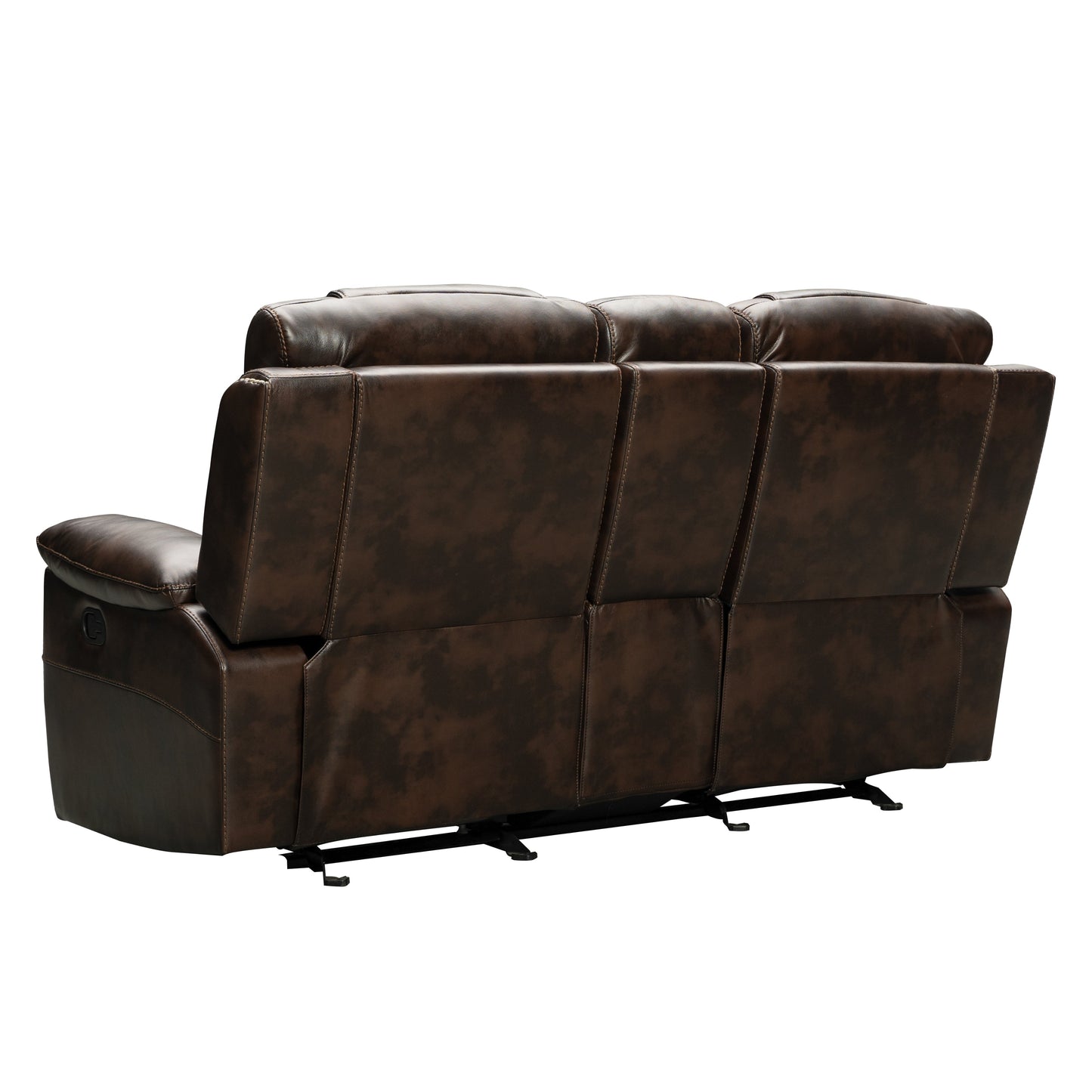 Kovel Faux Leather Reclining Sofa with USB Port, Brown