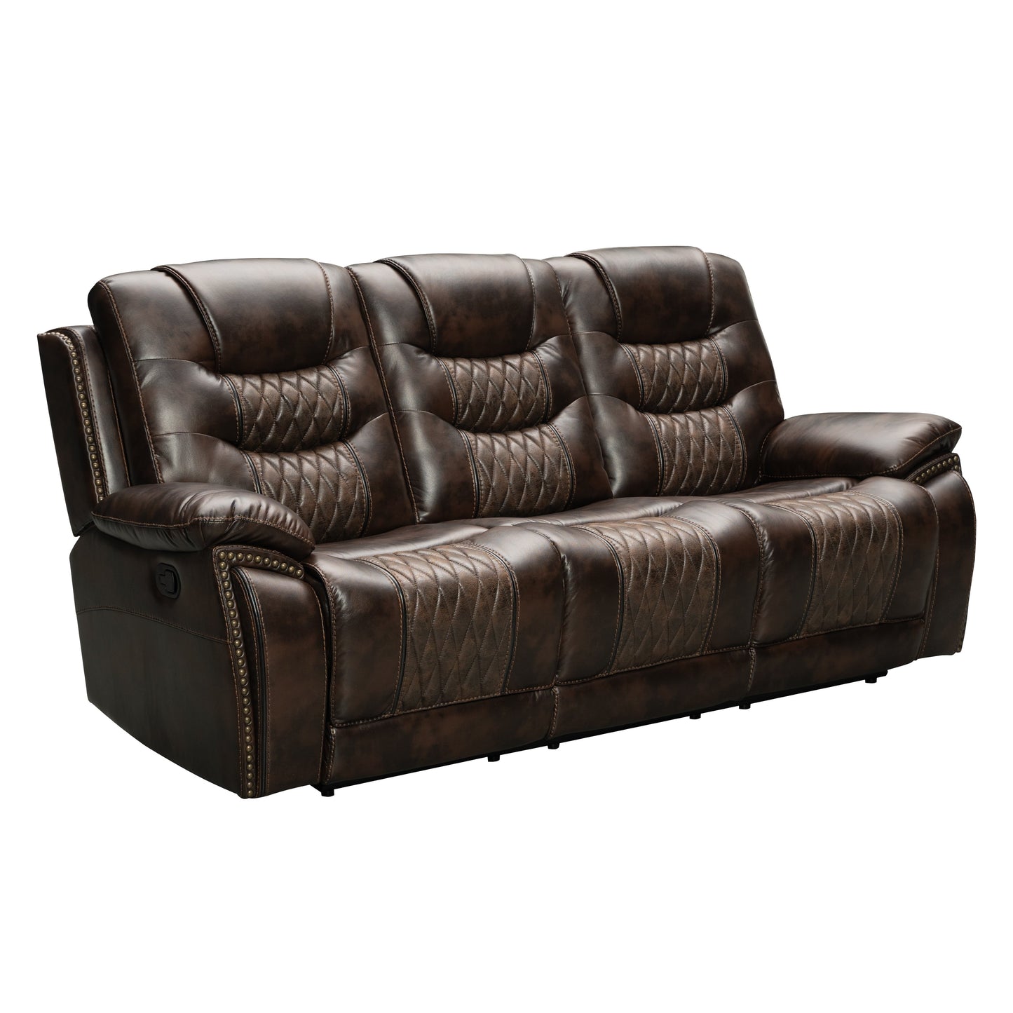 Kovel Faux Leather Reclining Loveseat with USB Port and Storage Console, Brown