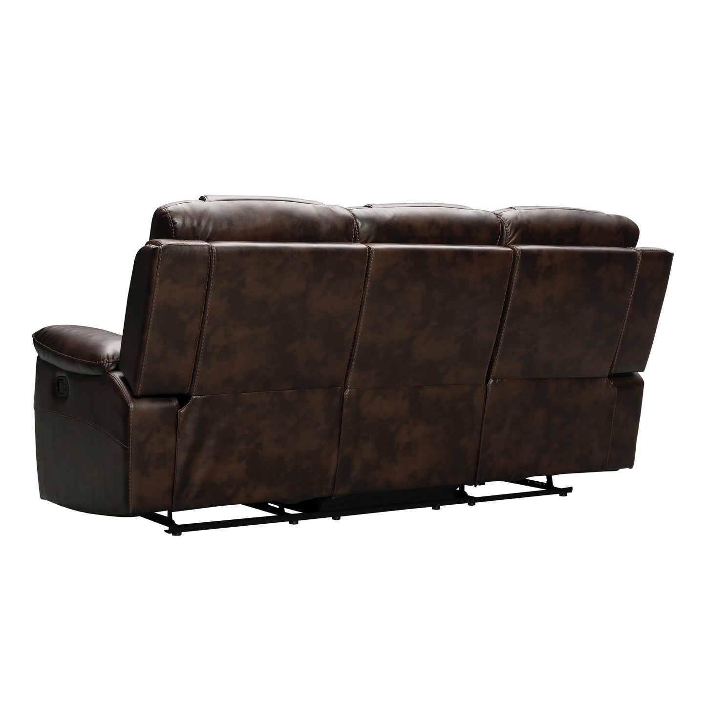 Kovel Faux Leather Reclining Loveseat with USB Port and Storage Console, Brown