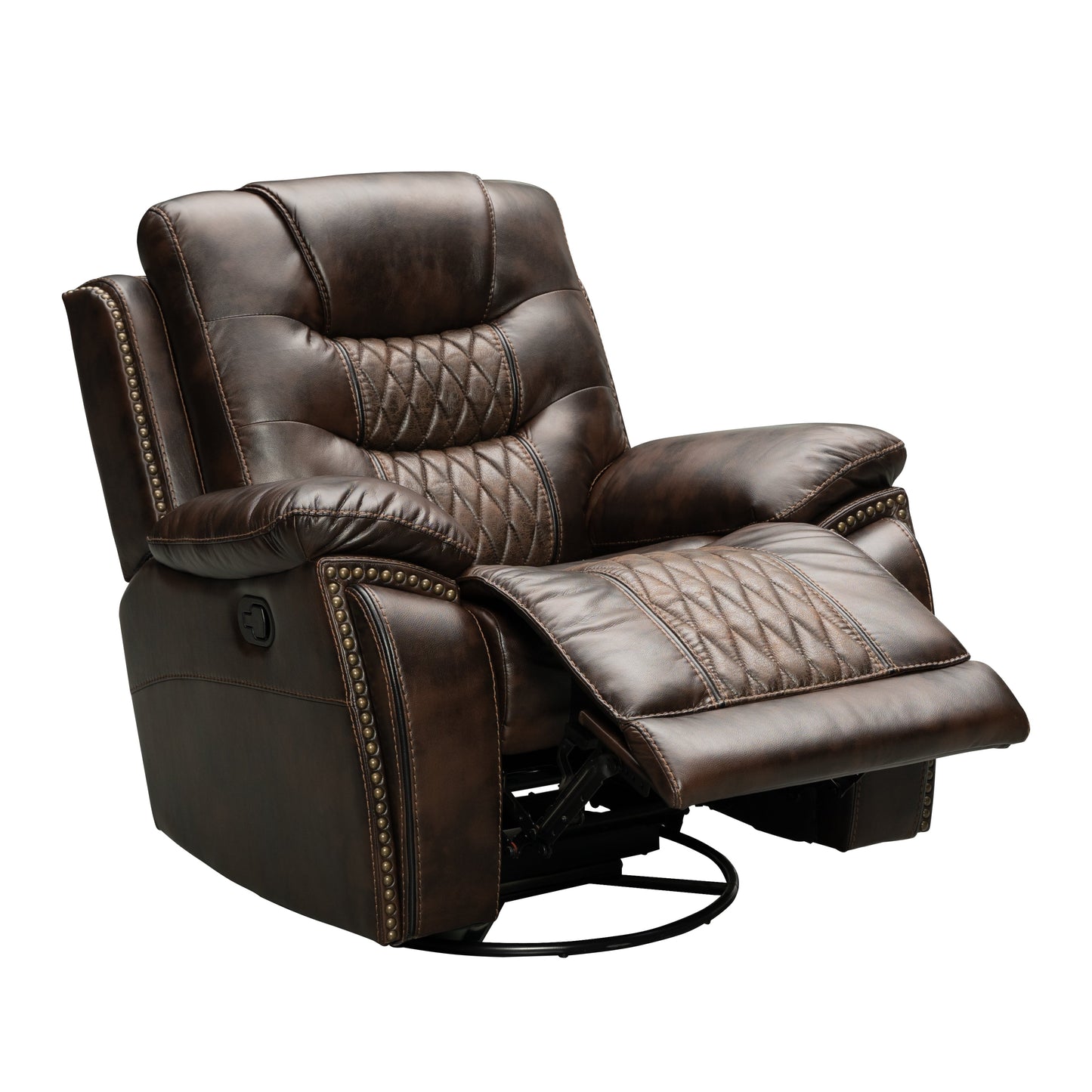 Kovel Faux Leather Reclining Living Room Collection with USB Port, Brown