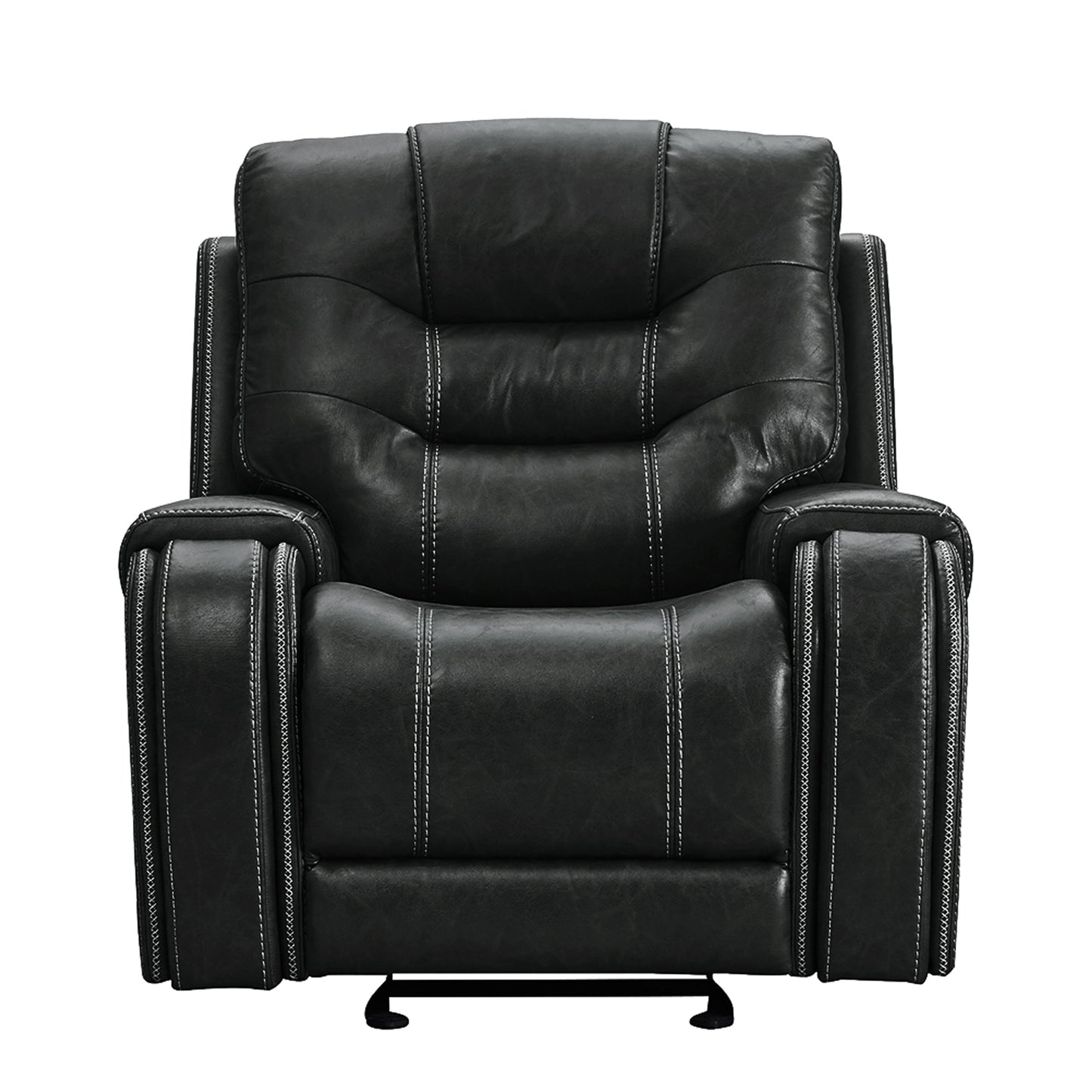 Rowena Contemporary Faux Leather Recliner with Cup Holder, Smoke