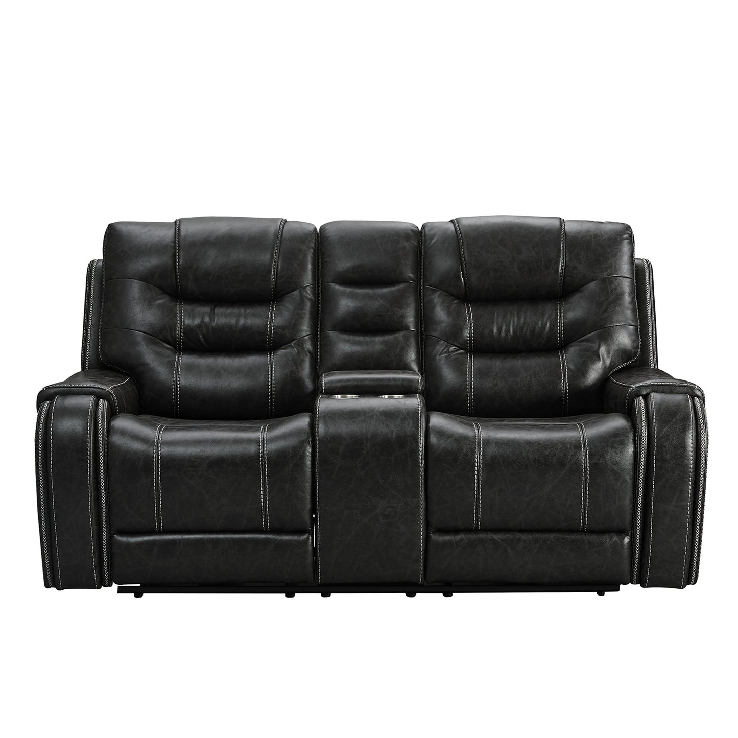 Rowena Contemporary Faux Leather Reclining Living Room Collection, Smoke