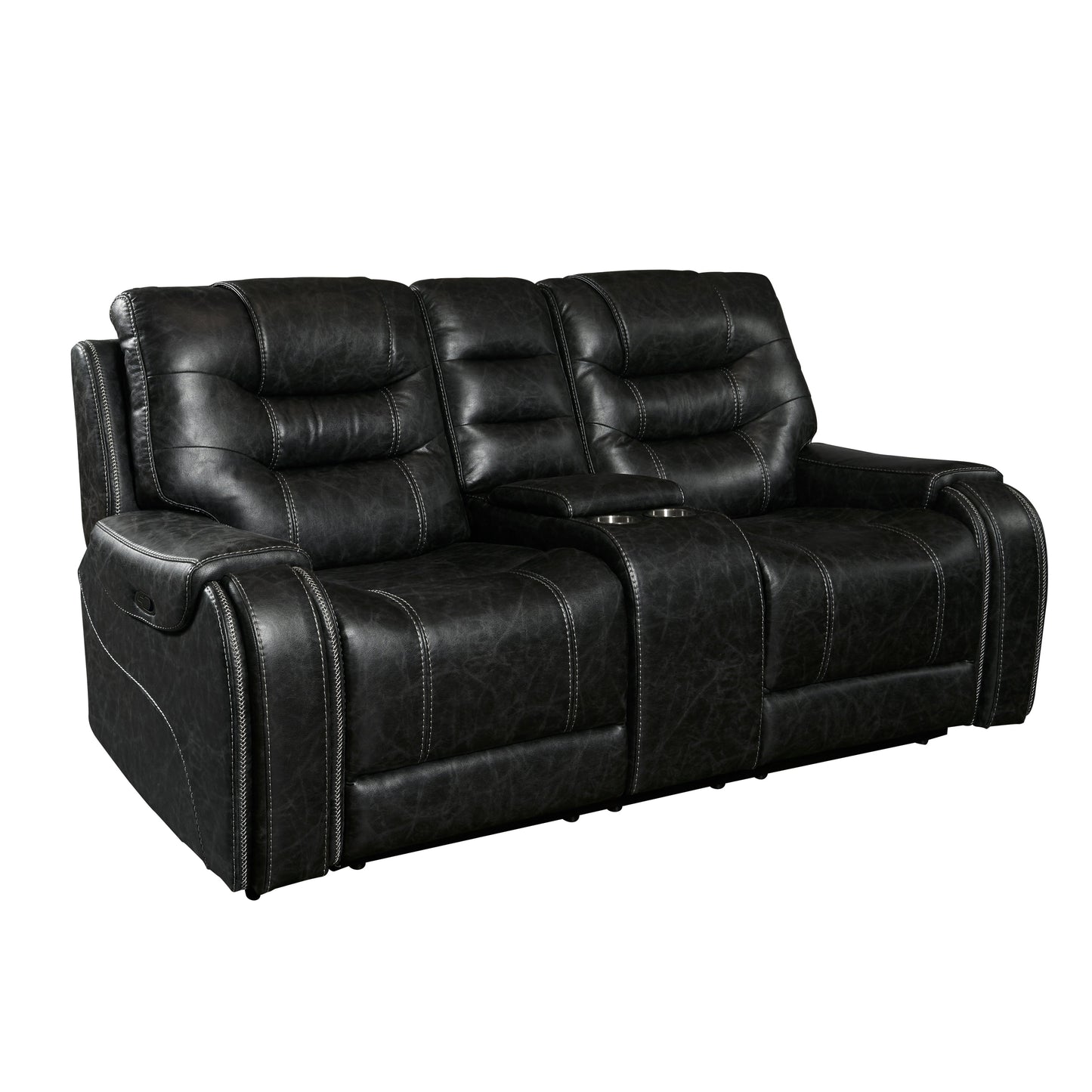 Rowena Contemporary Faux Leather Reclining Living Room Collection, Smoke