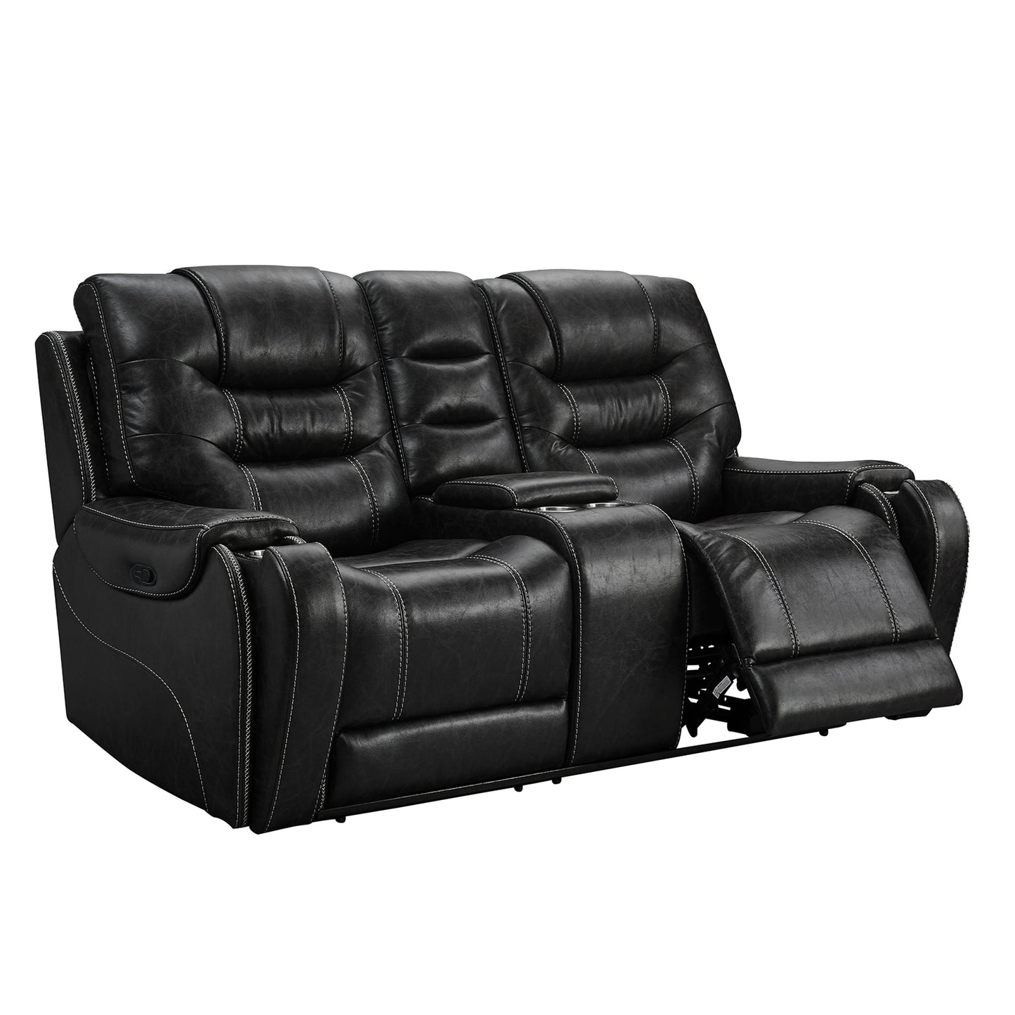 Rowena Contemporary Faux Leather Reclining Living Room Collection, Smoke