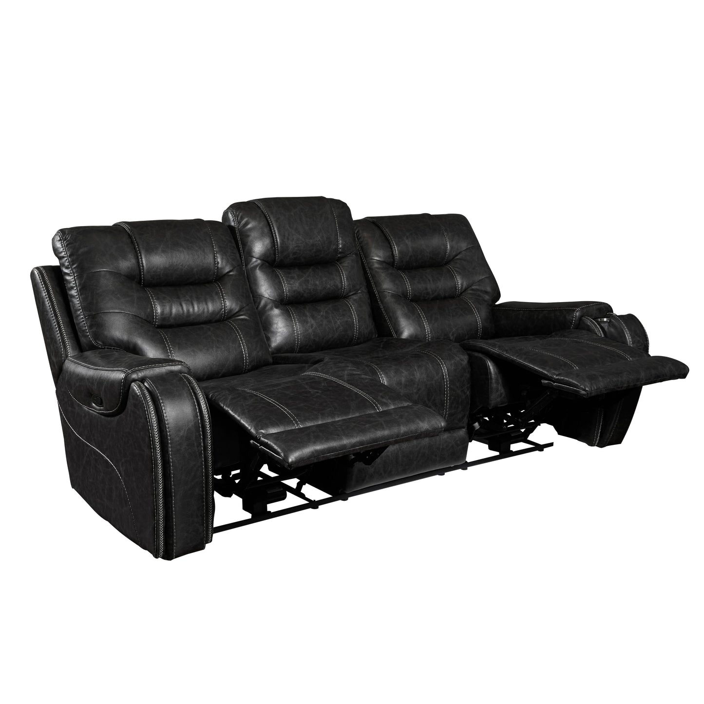 Rowena Contemporary Faux Leather Reclining Living Room Collection, Smoke