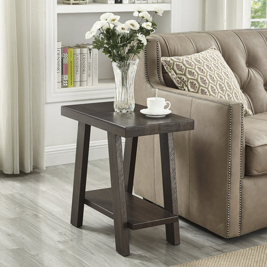 Roundhill Furniture Athens Contemporary Wood Shelf Side Table in Weathered Espresso