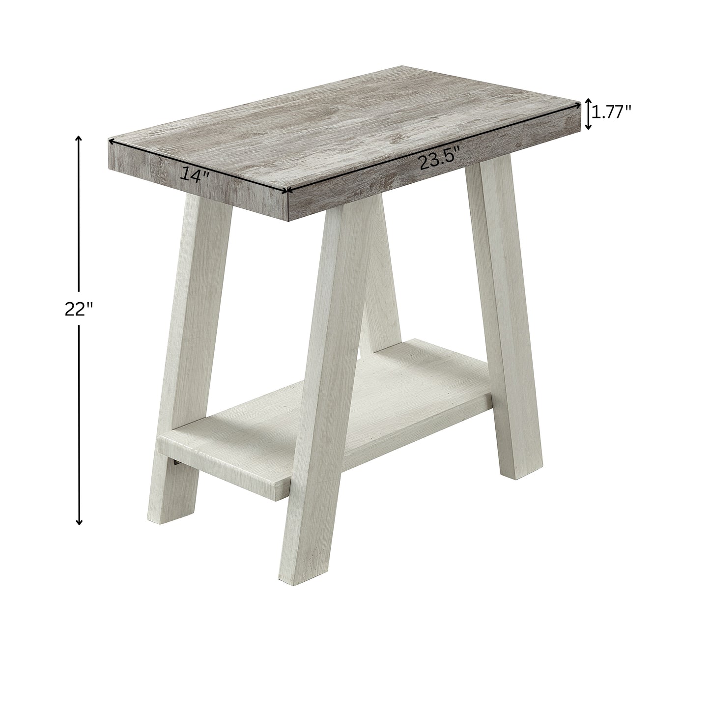 Athens Contemporary Two-Tone Wood Shelf Side Table in Weathered Gray and Beige