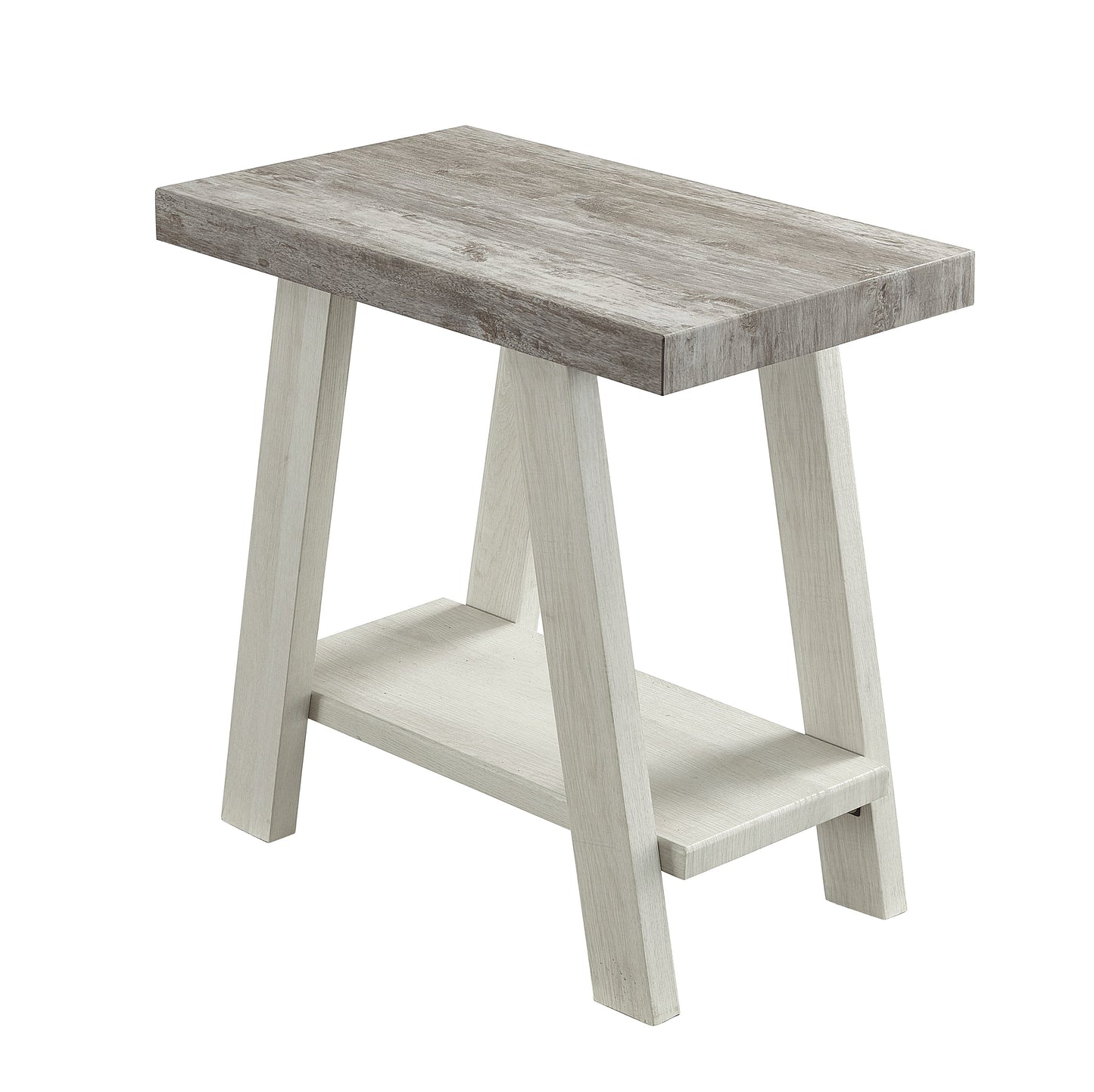 Roundhill Furniture Athens Contemporary Two-Tone Wood Shelf Side Table in Weathered Gray and Beige