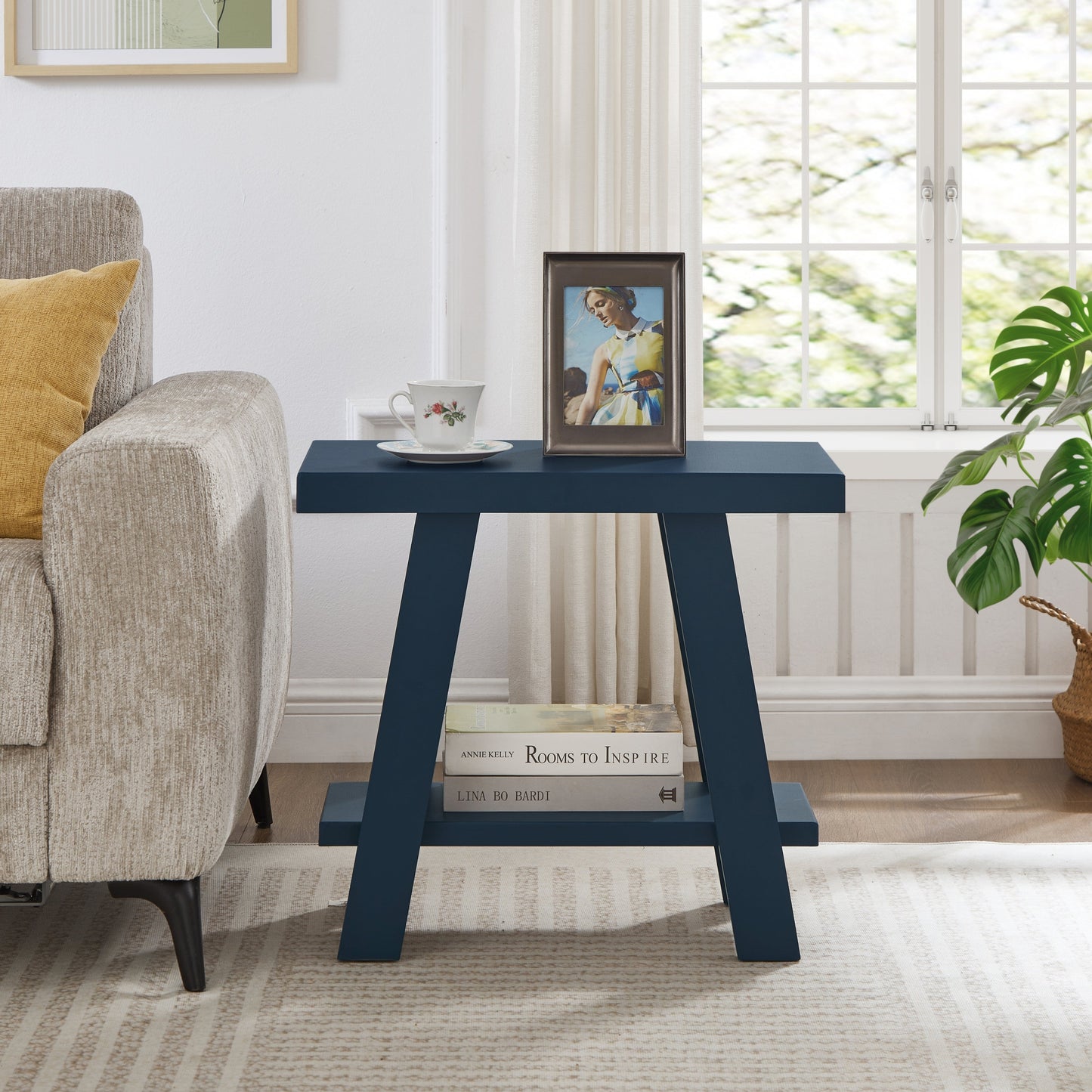 Roundhill Furniture Athens Contemporary Wood Shelf Side Table