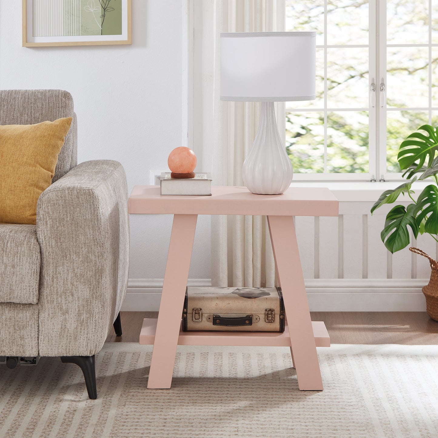 Roundhill Furniture Athens Contemporary Wood Shelf Side Table