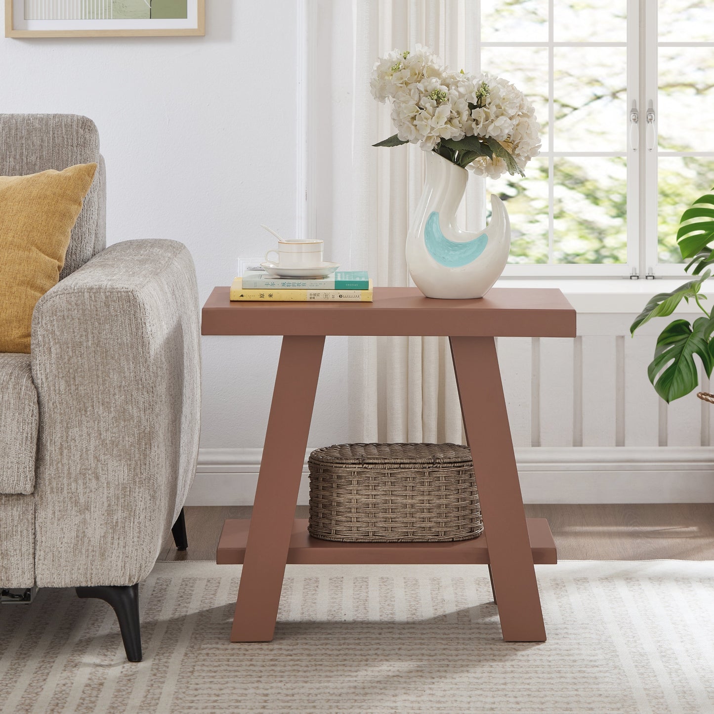 Roundhill Furniture Athens Contemporary Wood Shelf Side Table