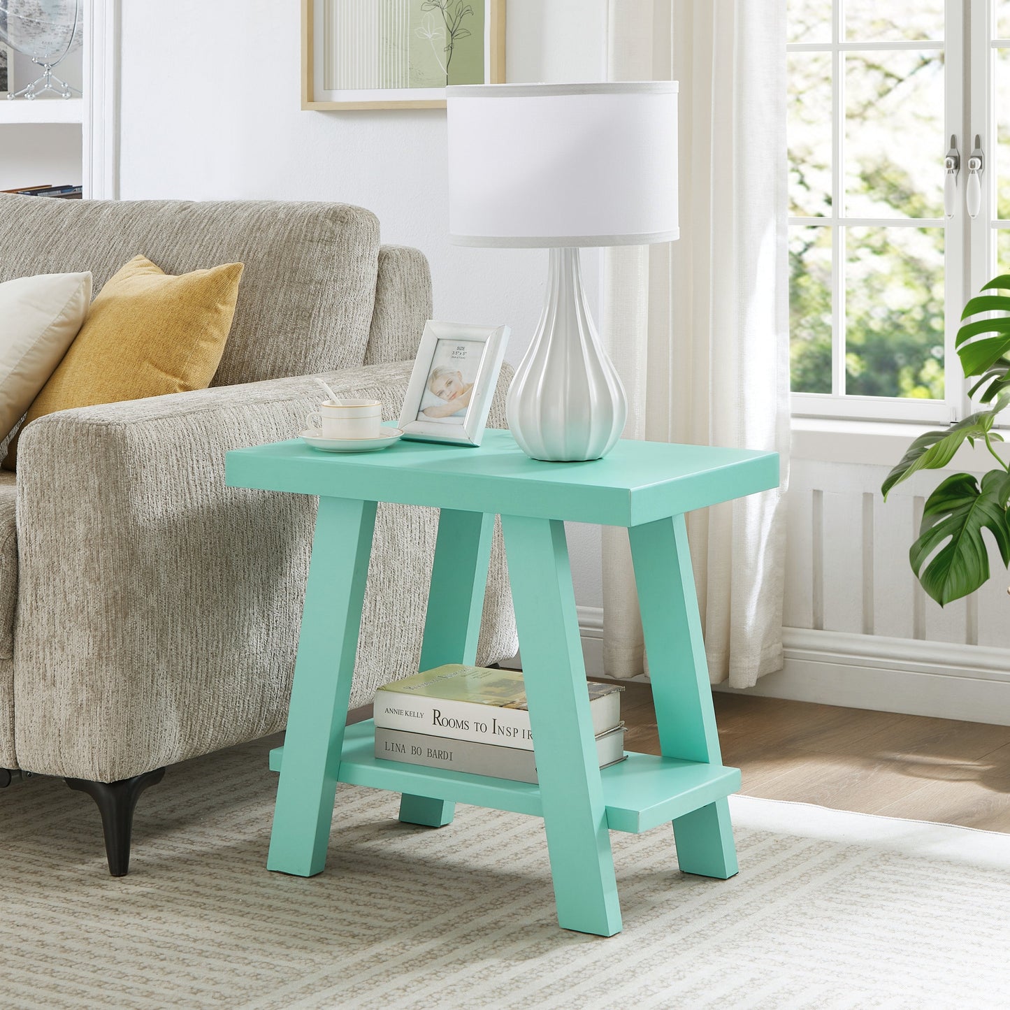 Roundhill Furniture Athens Contemporary Wood Shelf Side Table