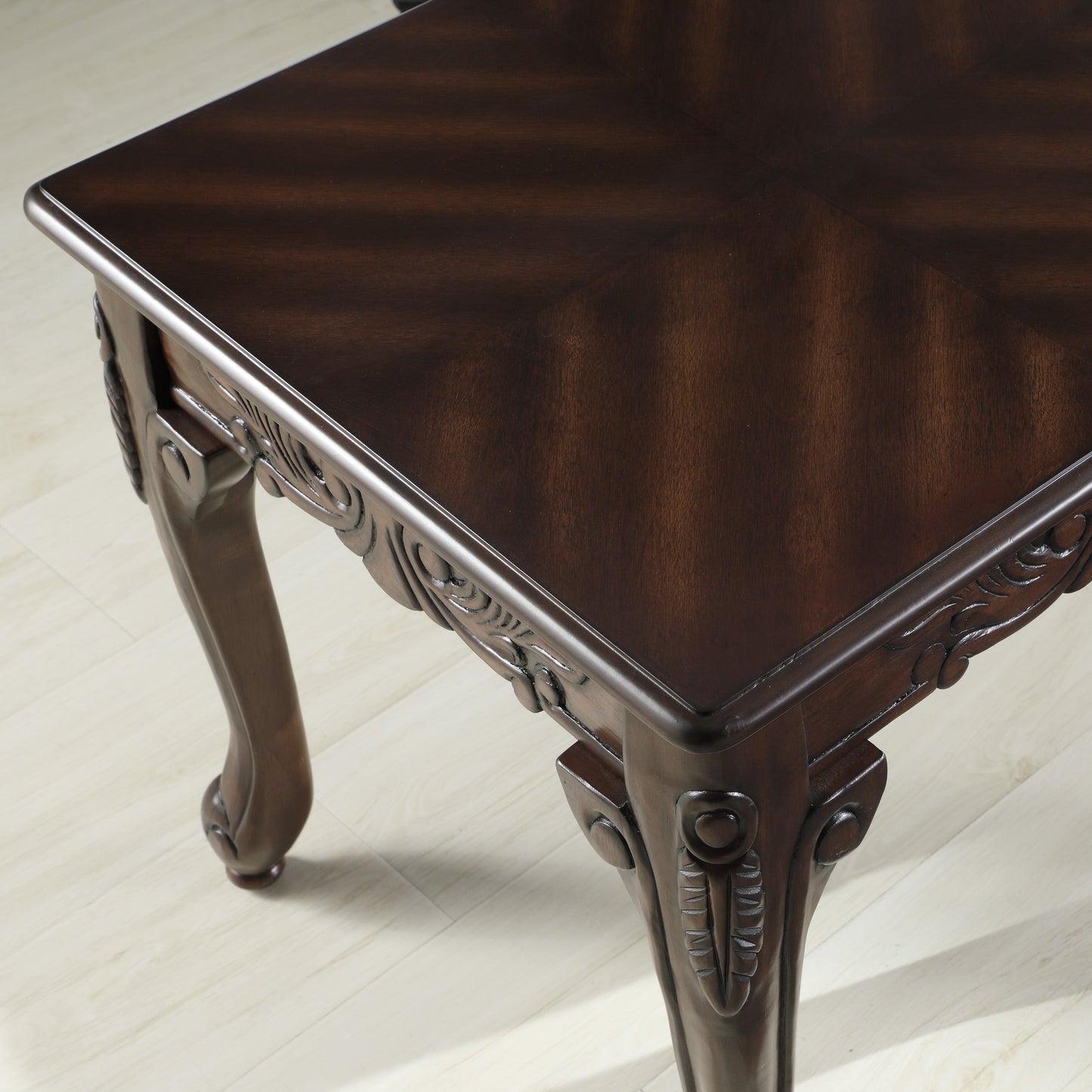 Roundhill Furniture Traditional Ornate Detailing Wood Coffee Table, Dark Cherry Finish