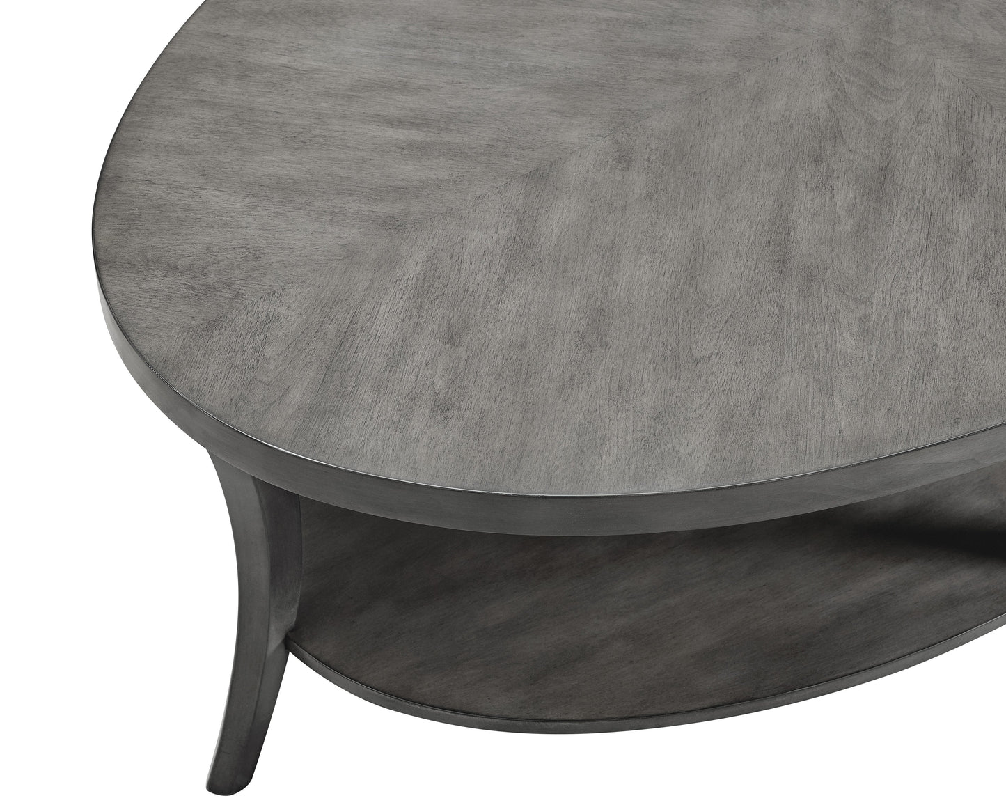 Roundhill Furniture Perth Contemporary Oval Coffee Table with Shelf, Gray