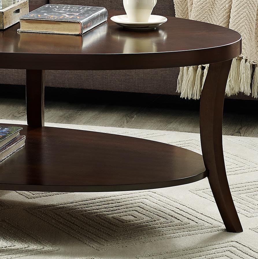 Roundhill Furniture Perth Contemporary Oval Coffee Table with Shelf, Espresso