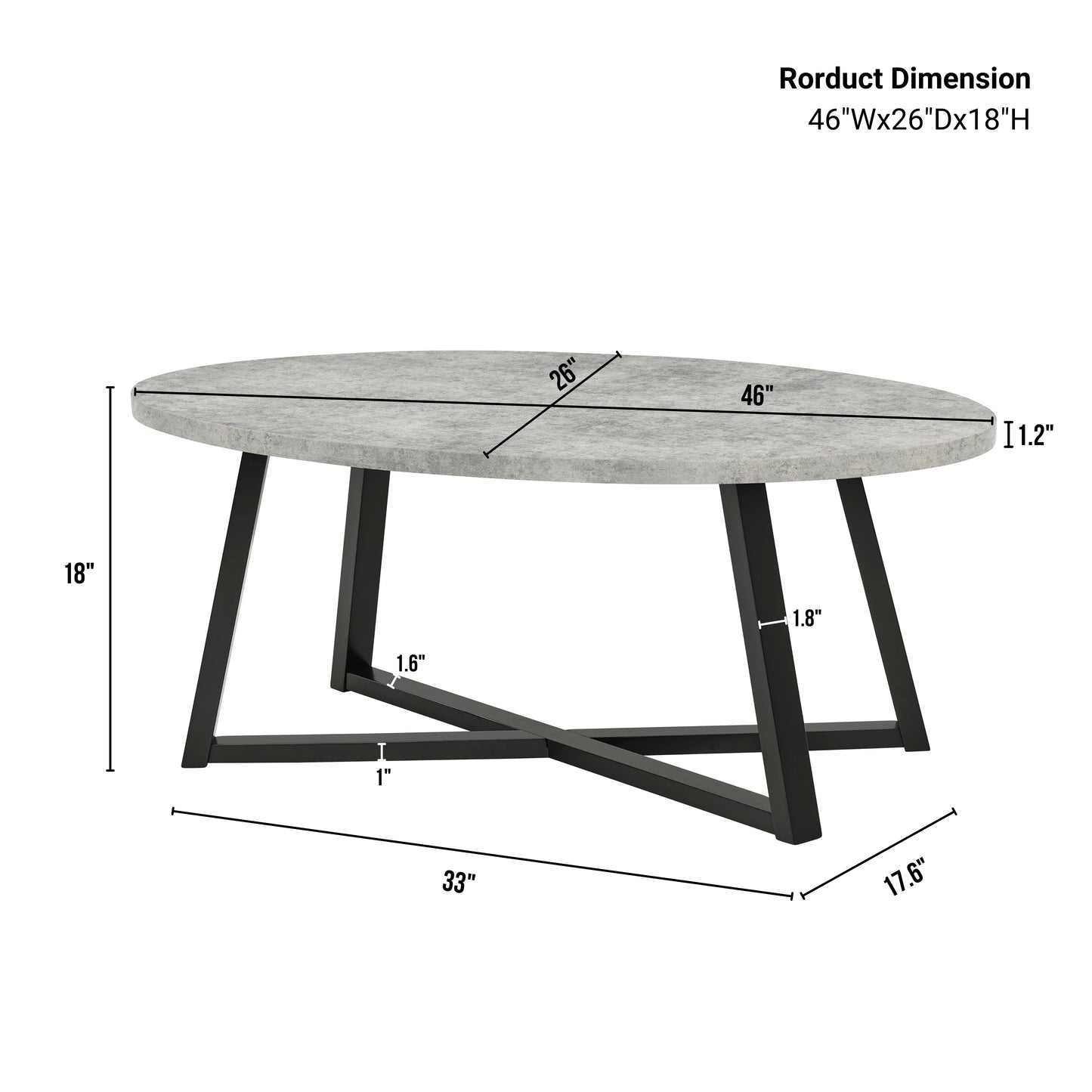 Roundhill Furniture Modern Harmony Wood Oval Coffee Table