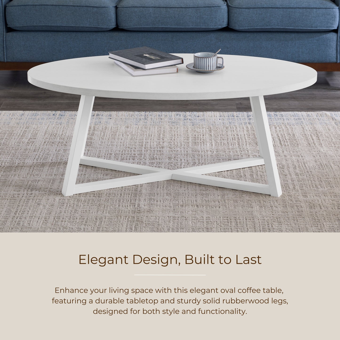 Roundhill Furniture Modern Harmony Wood Oval Coffee Table