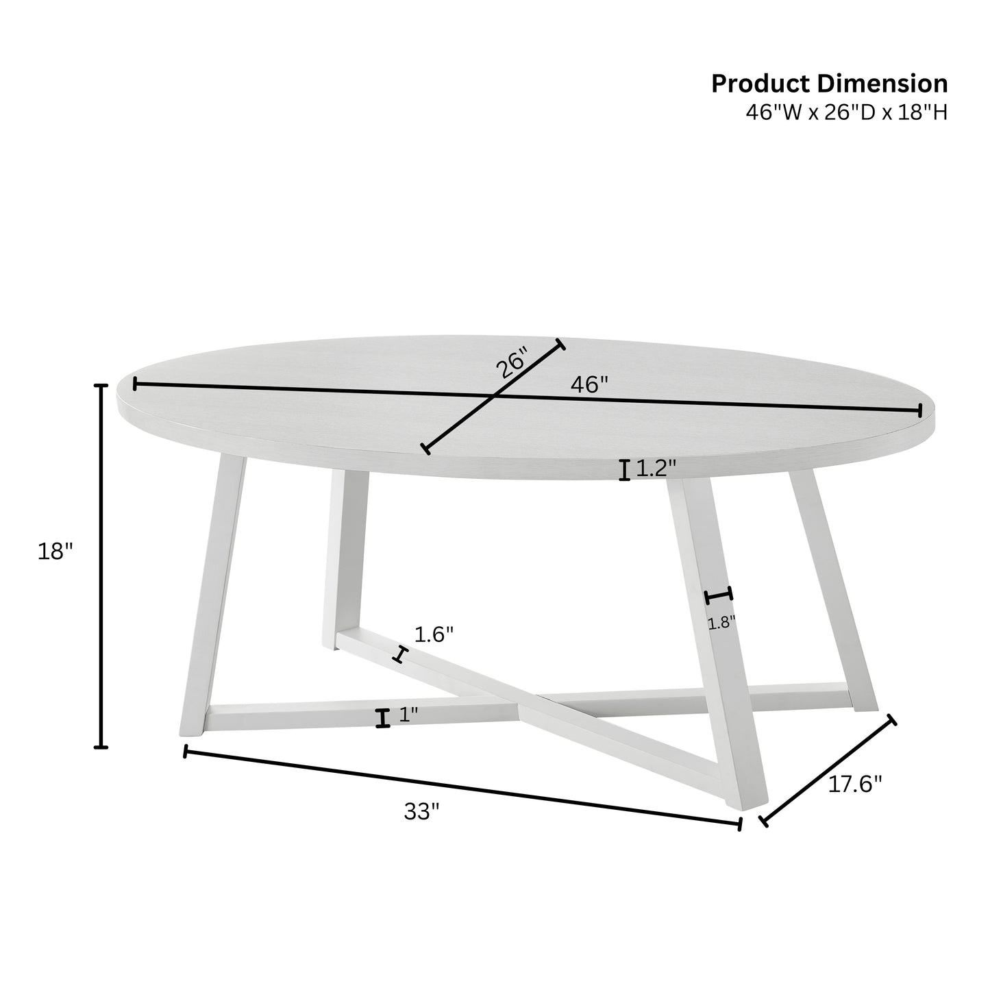 Roundhill Furniture Modern Harmony Wood Oval Coffee Table