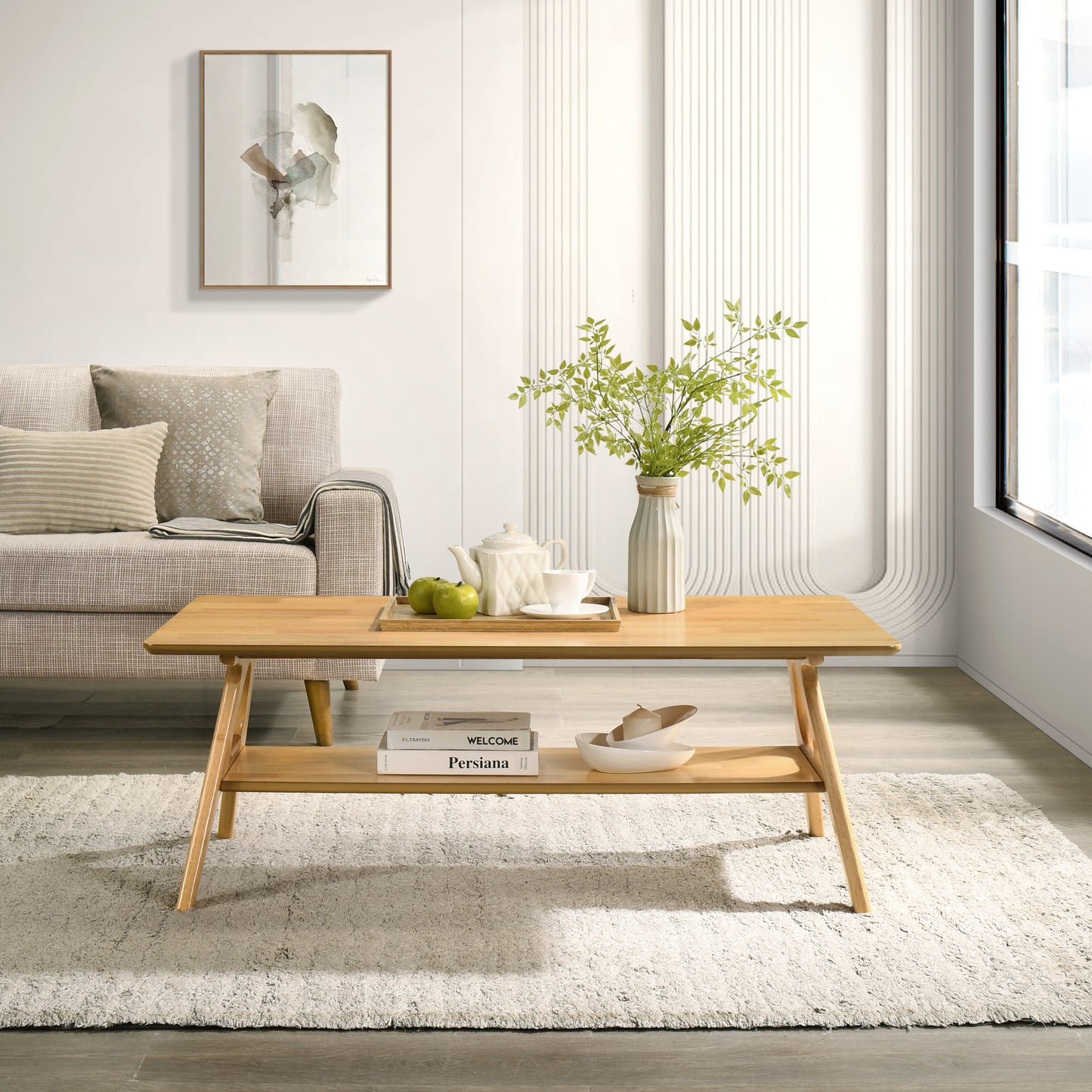 Roundhill Furniture Arona 3-Piece Coffee Table Set, Coffee Table and Two End Tables