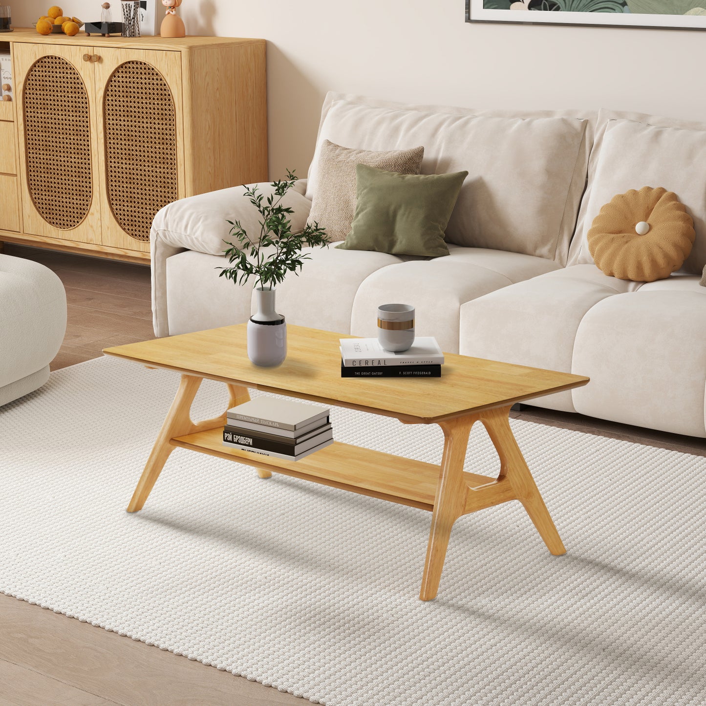 Roundhill Furniture Arona 3-Piece Coffee Table Set, Coffee Table and Two End Tables