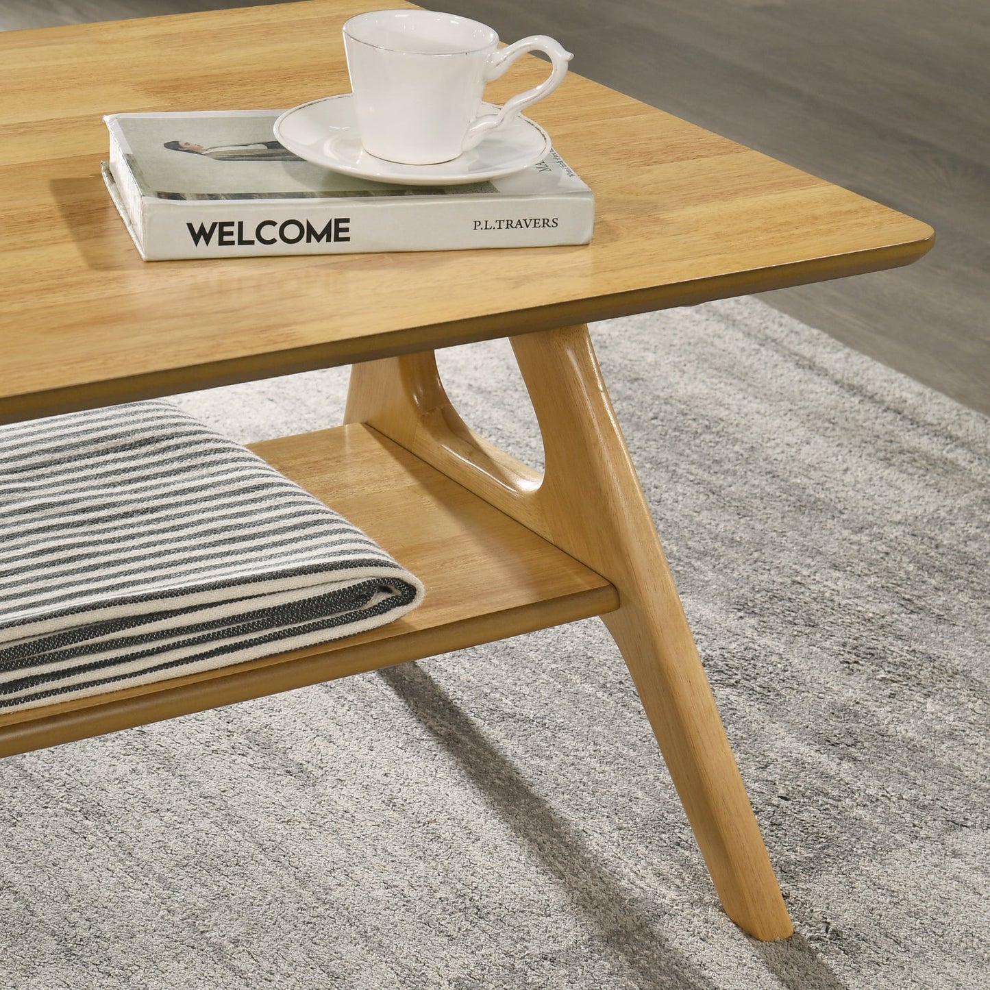 Roundhill Furniture Arona Mid-Century Modern Wood Shelf Coffee Table