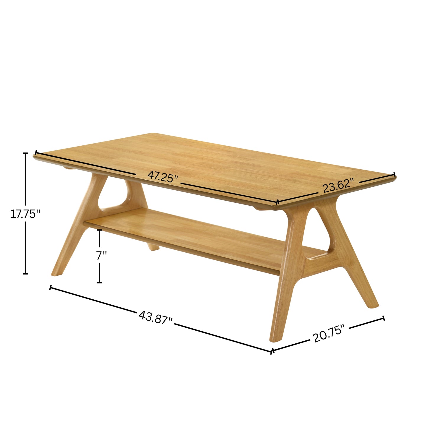 Roundhill Furniture Arona Mid-Century Modern Wood Shelf Coffee Table