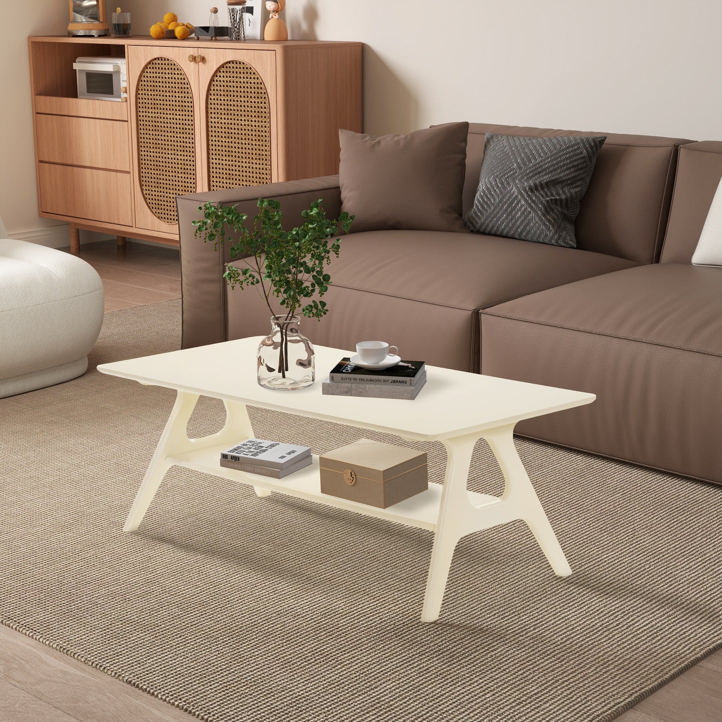 Roundhill Furniture Arona 3-Piece Coffee Table Set, Coffee Table and Two End Tables