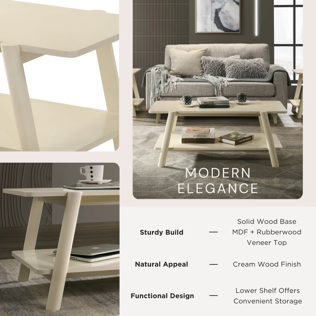 Roundhill Furniture Metz 3-Piece Coffee Table Set, Coffee Table and Two End Tables