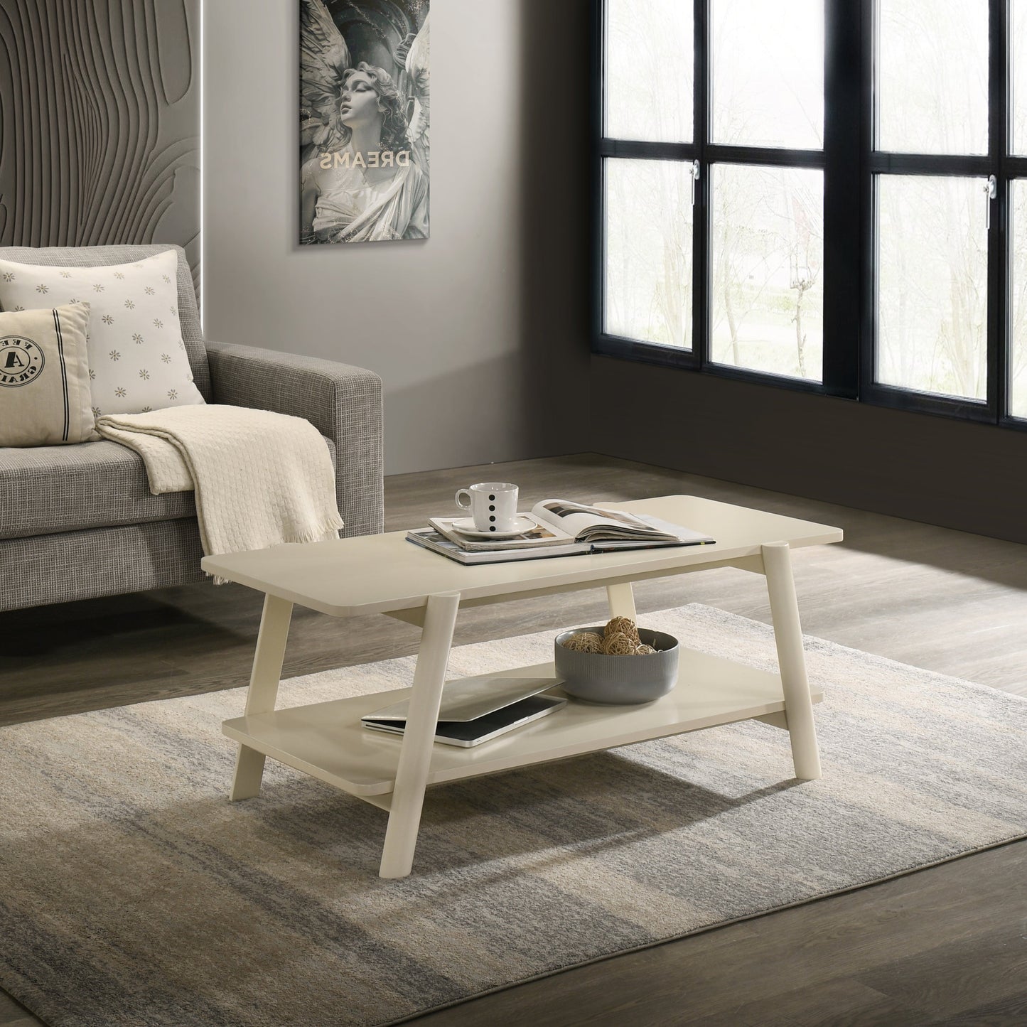 Roundhill Furniture Metz 3-Piece Coffee Table Set, Coffee Table and Two End Tables