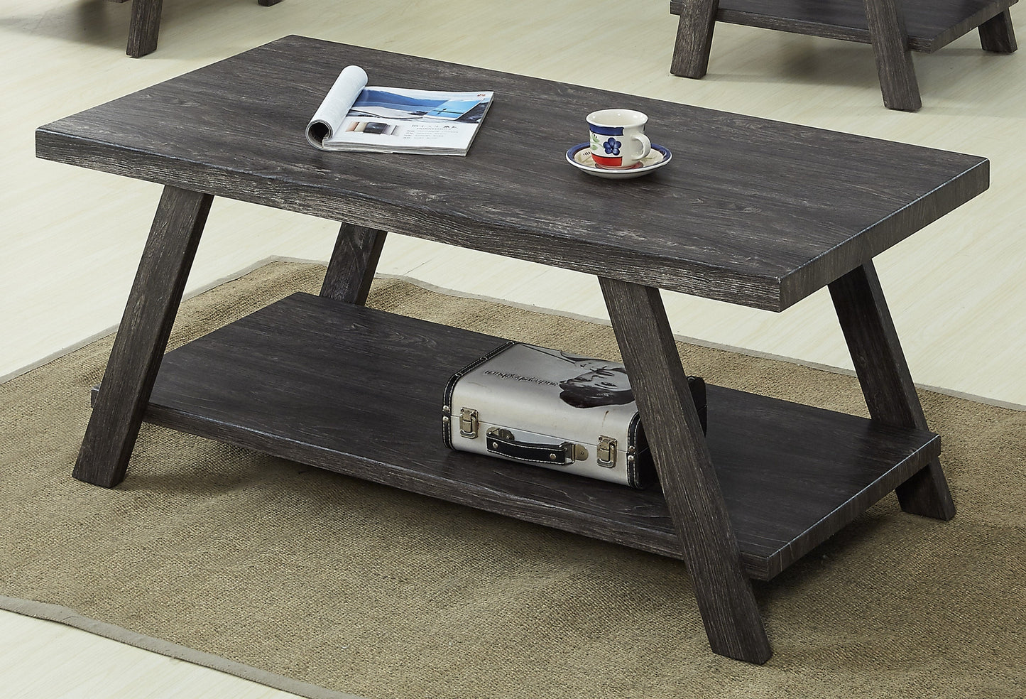 Roundhill Furniture Athens Contemporary Replicated Wood Shelf Coffee Table