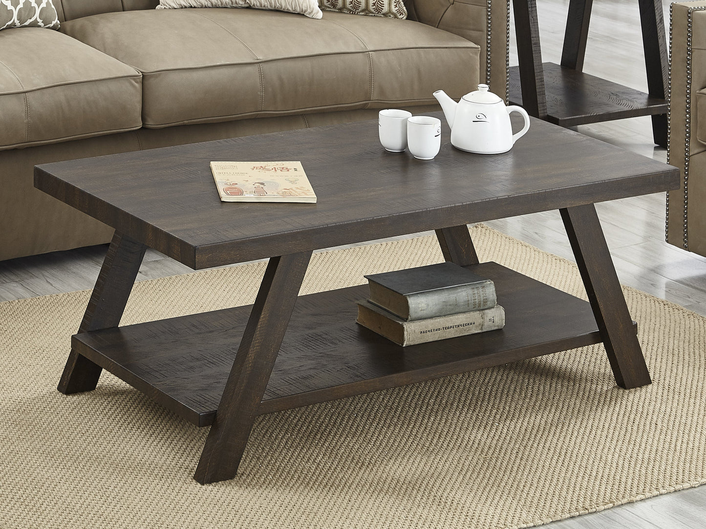 Roundhill Furniture Athens Contemporary Replicated Wood Shelf Coffee Table