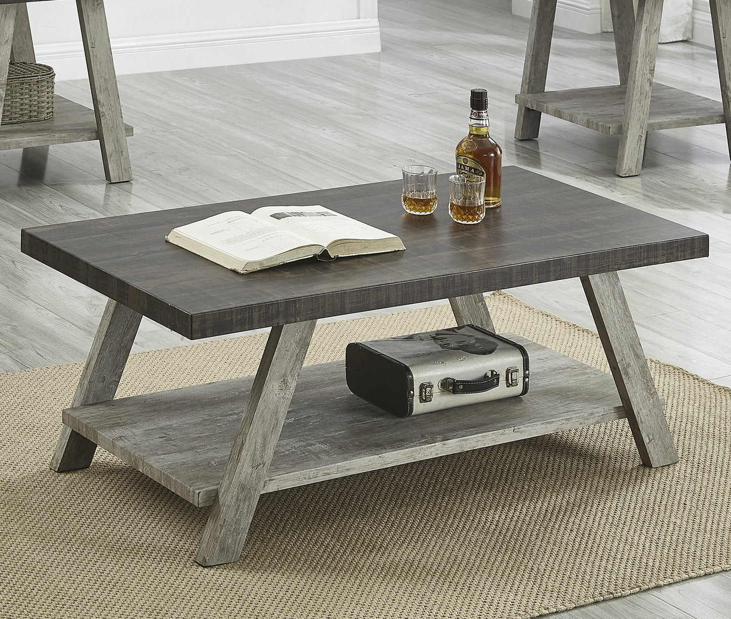 Roundhill Furniture Athens Contemporary Replicated Wood Shelf Coffee Table