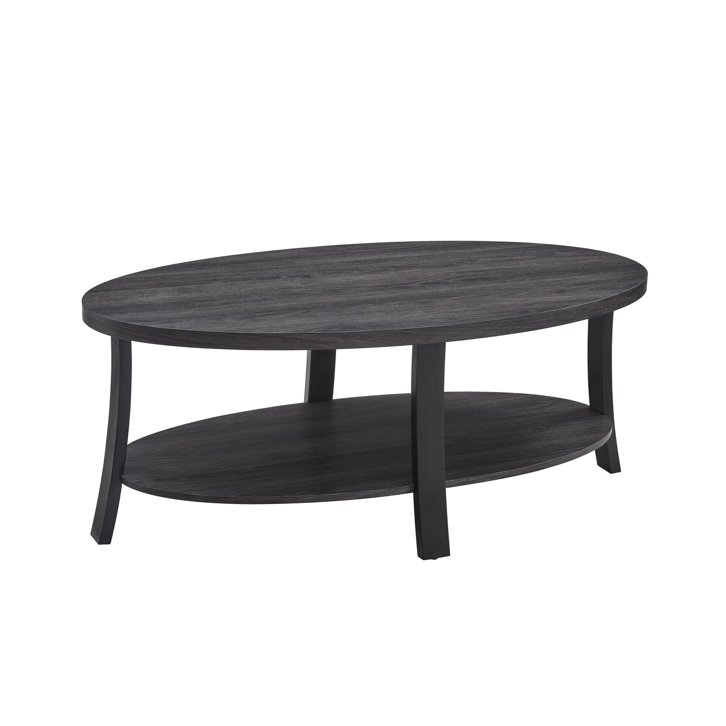Anze Contemporary Oval Wood Shelf 3-Piece Coffee Table Set