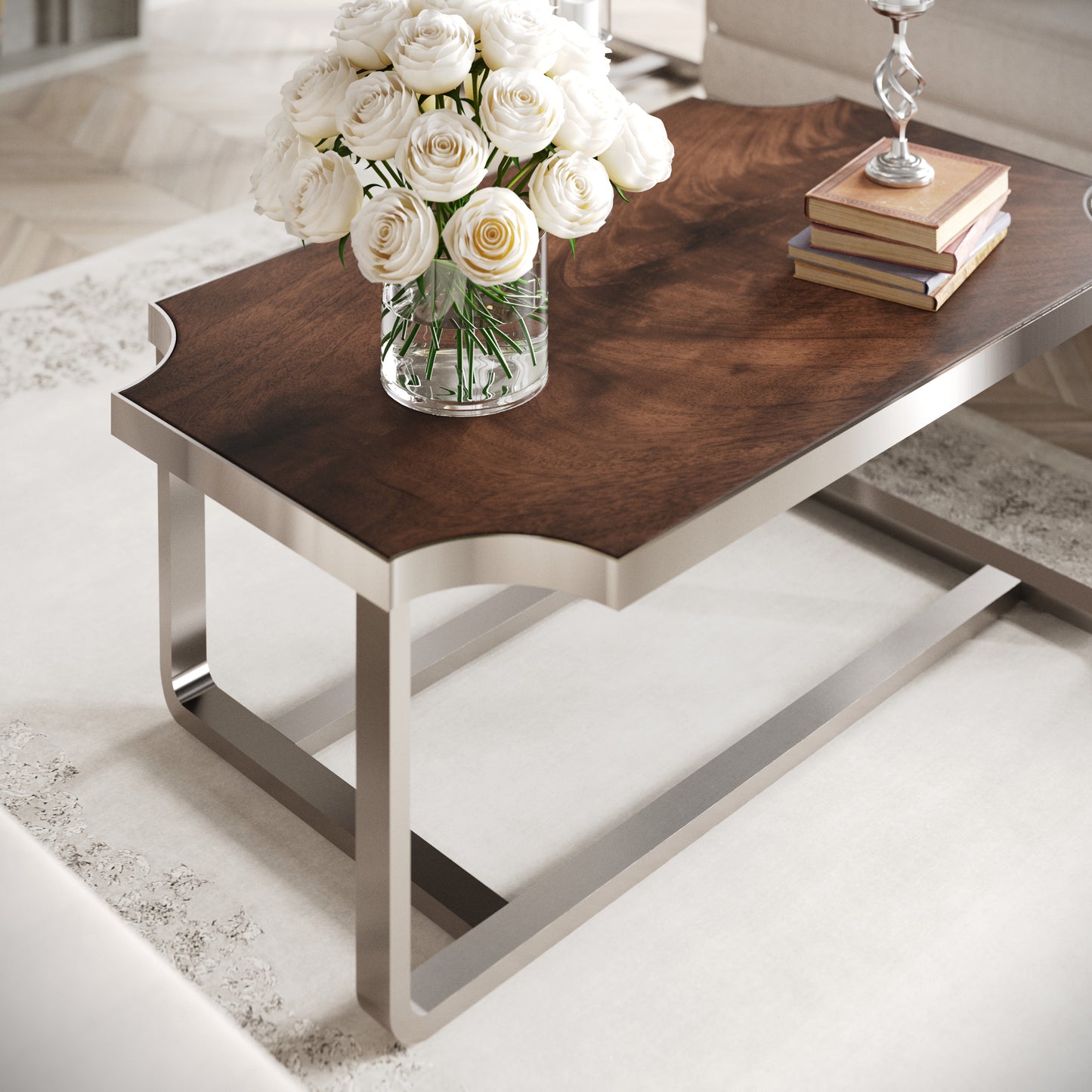 Roundhill Furniture Ruffin 50"x30" Rectangular Cocktail Table, Coffee Table, Brown