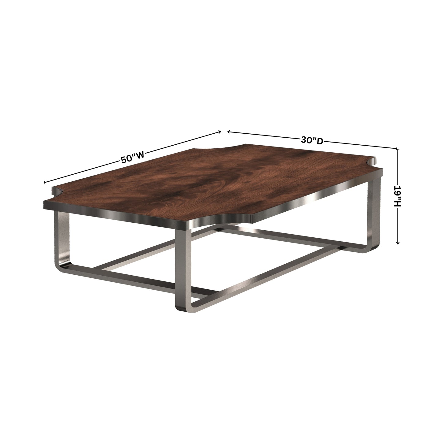 Roundhill Furniture Ruffin 50"x30" Rectangular Cocktail Table, Coffee Table, Brown
