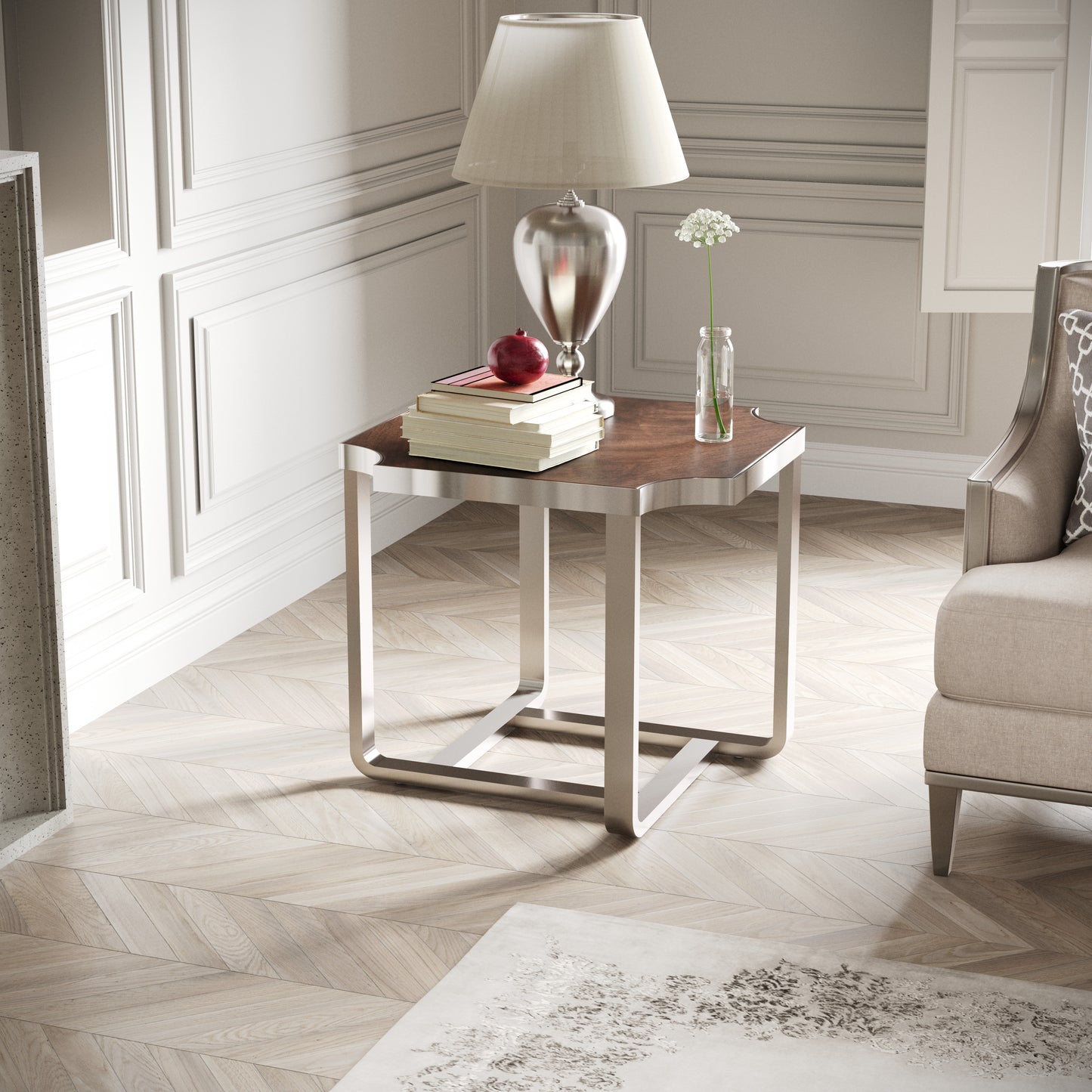Roundhill Furniture Ruffin 3-Piece Square Coffee Table Set, 40"x40" Coffee Table and Two End Table