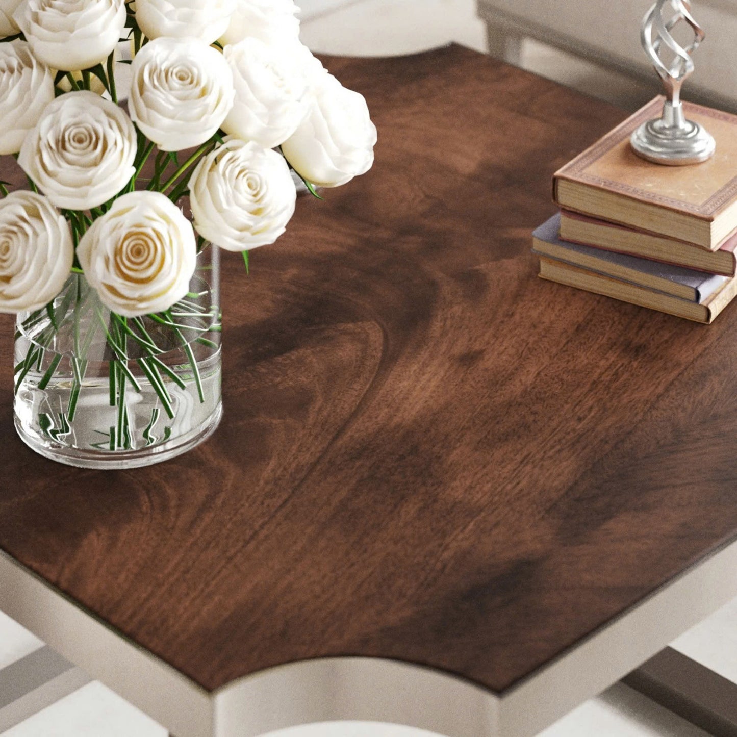 Roundhill Furniture Ruffin 40"x40" Square Cocktail Table, Coffee Table, Brown