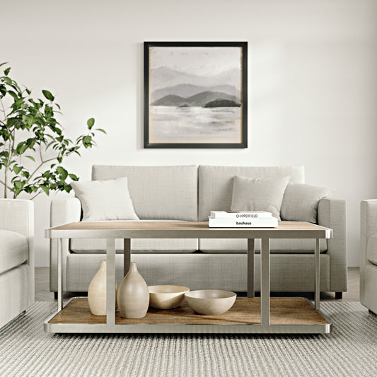 Roundhill Furniture Allan Contemporary Coffee Table, Polished Nickel Finish