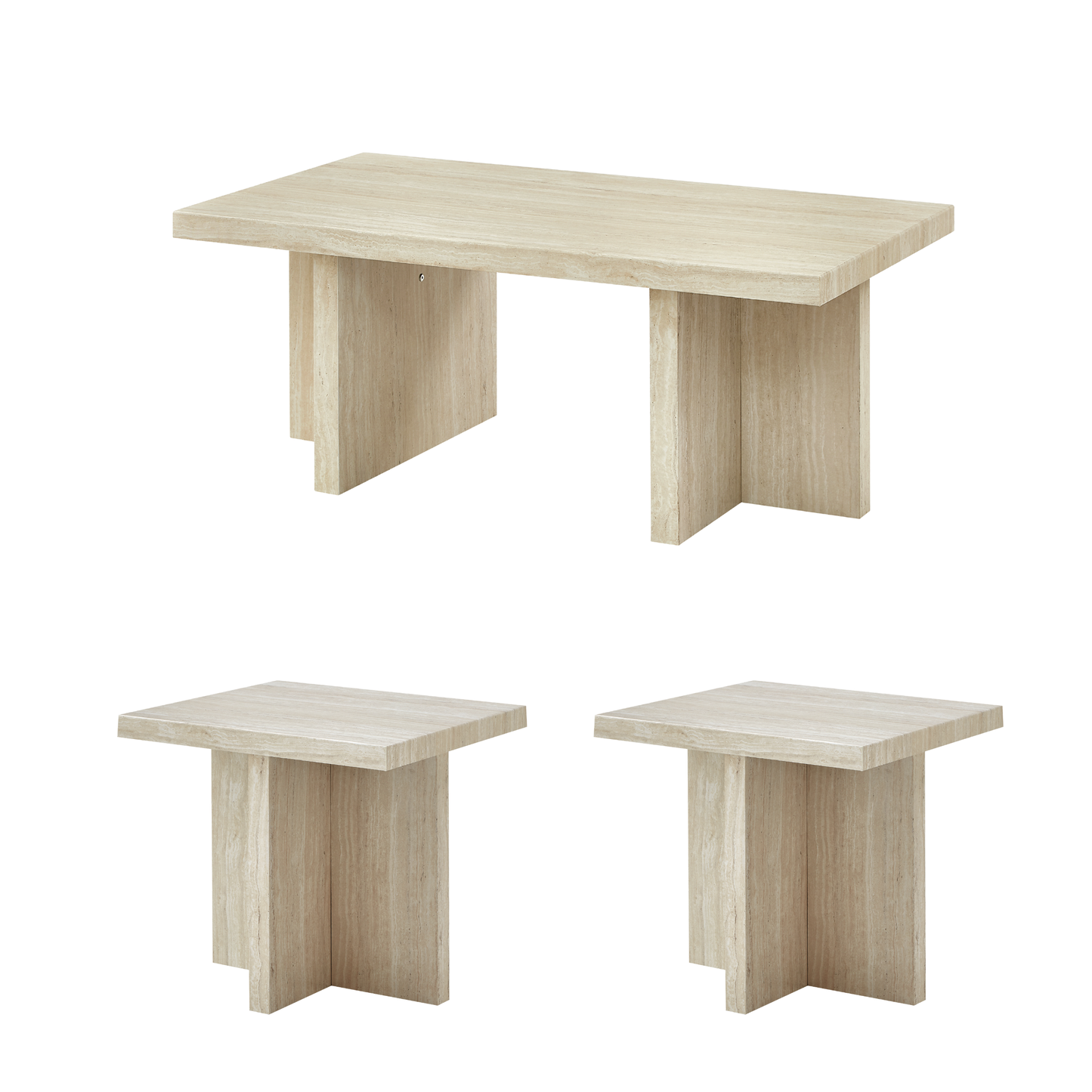 Roundhill Furniture Mchome 3-Piece Coffee Table Set, Coffee Table and Two End Tables
