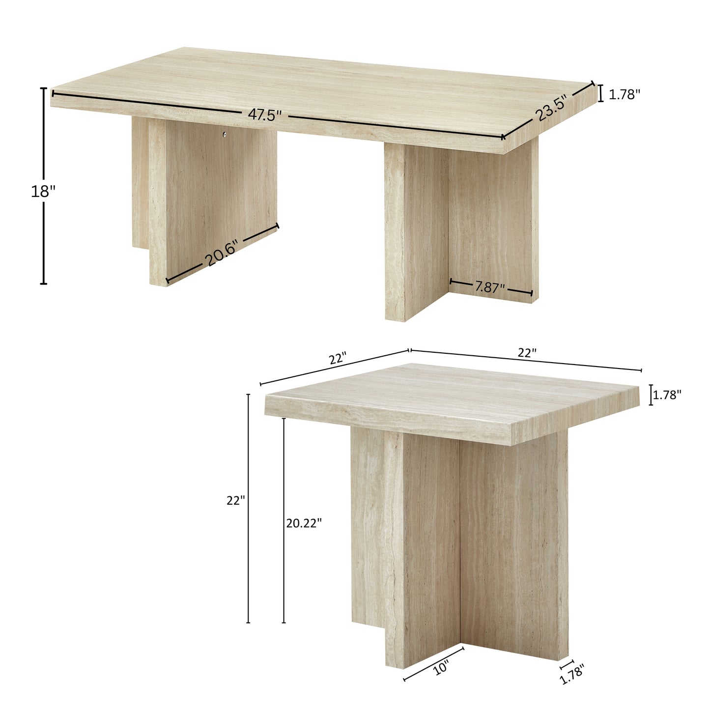 Roundhill Furniture Mchome 3-Piece Coffee Table Set, Coffee Table and Two End Tables