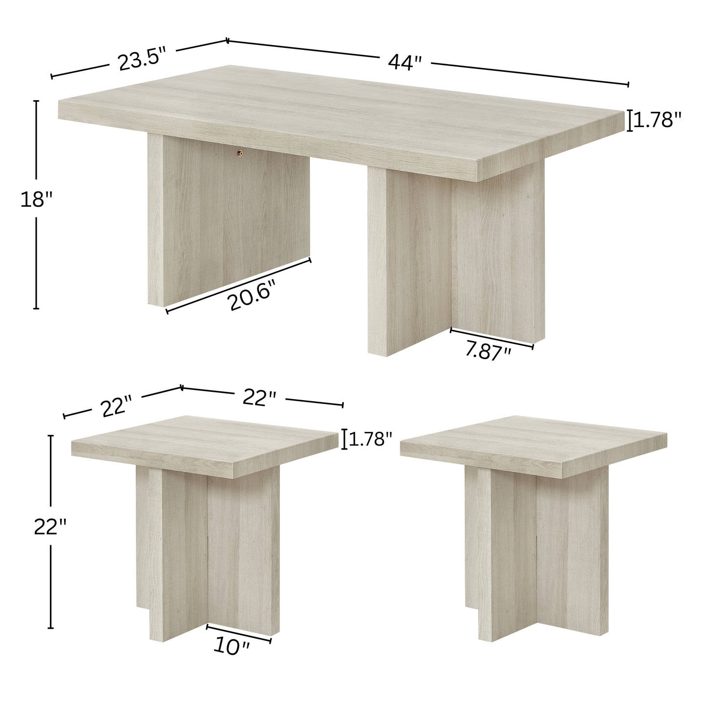 Roundhill Furniture Mchome 3-Piece Coffee Table Set, Coffee Table and Two End Tables