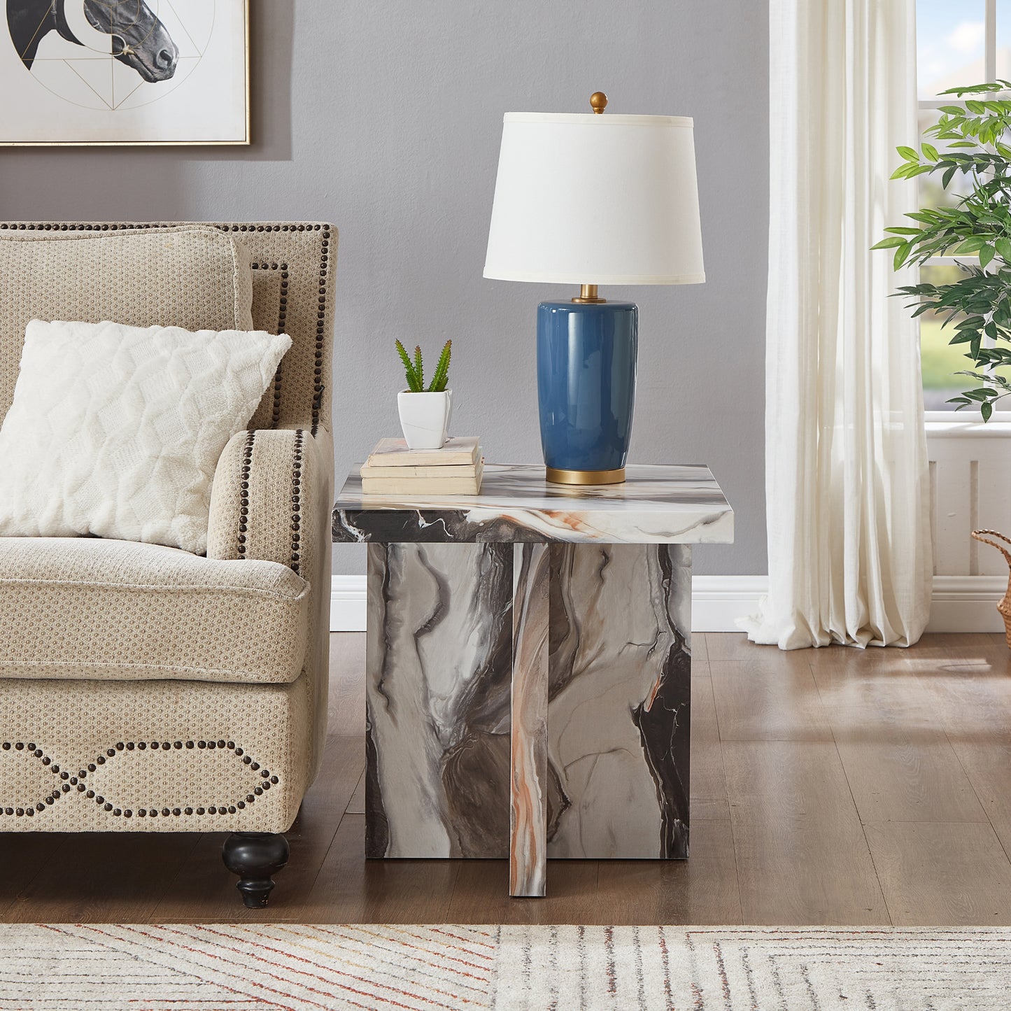 Roundhill Furniture Mchome 3-Piece Coffee Table Set, Coffee Table and Two End Tables