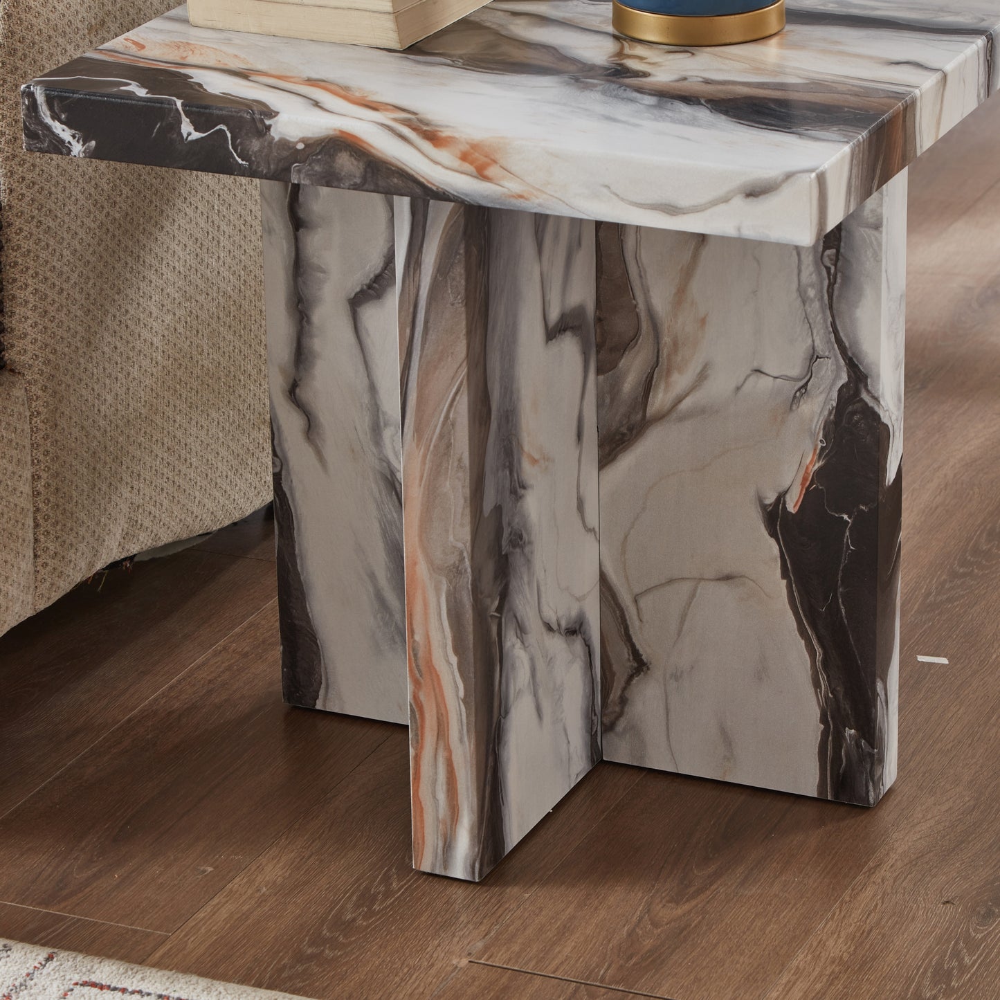 Roundhill Furniture Mchome 3-Piece Coffee Table Set, Coffee Table and Two End Tables