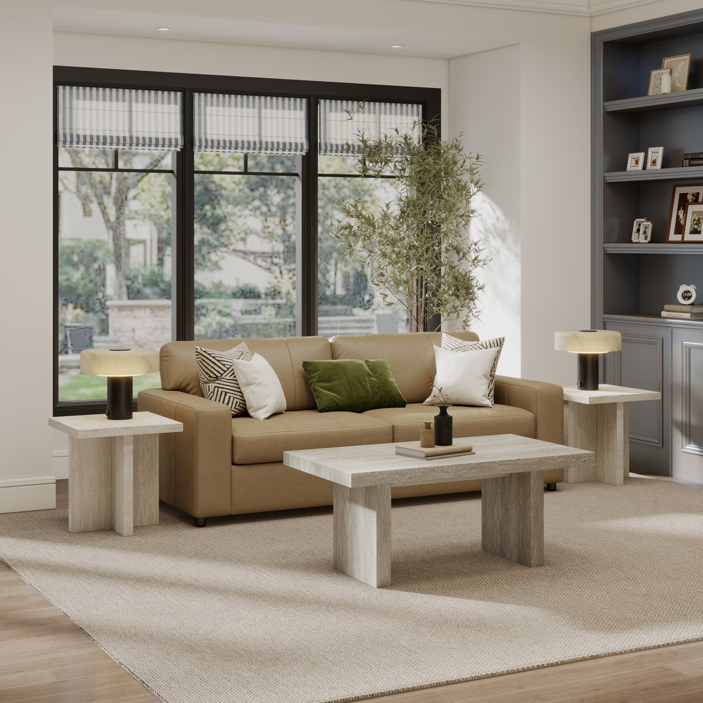 Roundhill Furniture Cavira 3-Piece Faux Marble Coffee Table Set