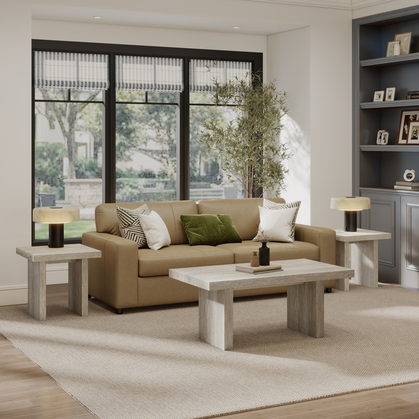 Roundhill Furniture Cavira 3-Piece Faux Marble Coffee Table Set