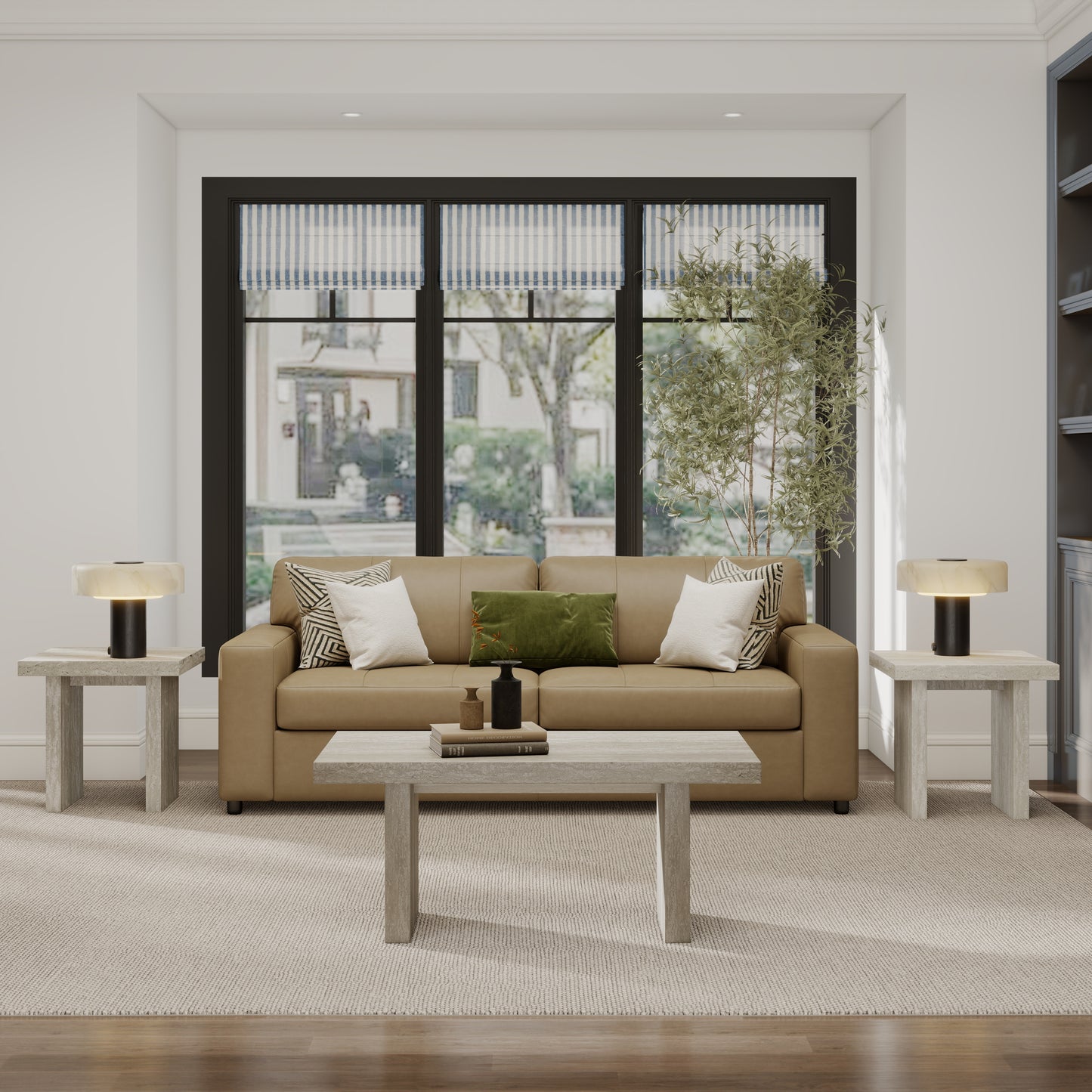 Roundhill Furniture Cavira 3-Piece Faux Marble Coffee Table Set